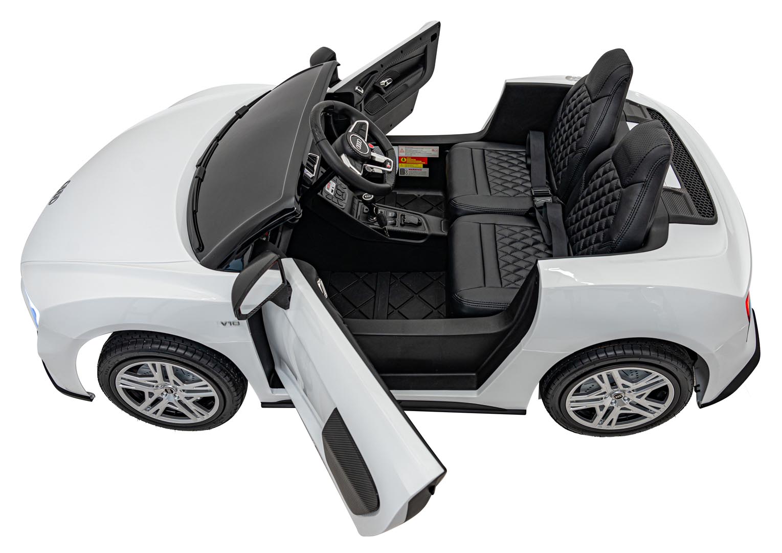 Masinuta electrica pentru copii 2 locuri cu sarcina pana la 100kg si viteza max 15km/h Audi R8 Spyder 24V (A3000) Alb - imagine 6