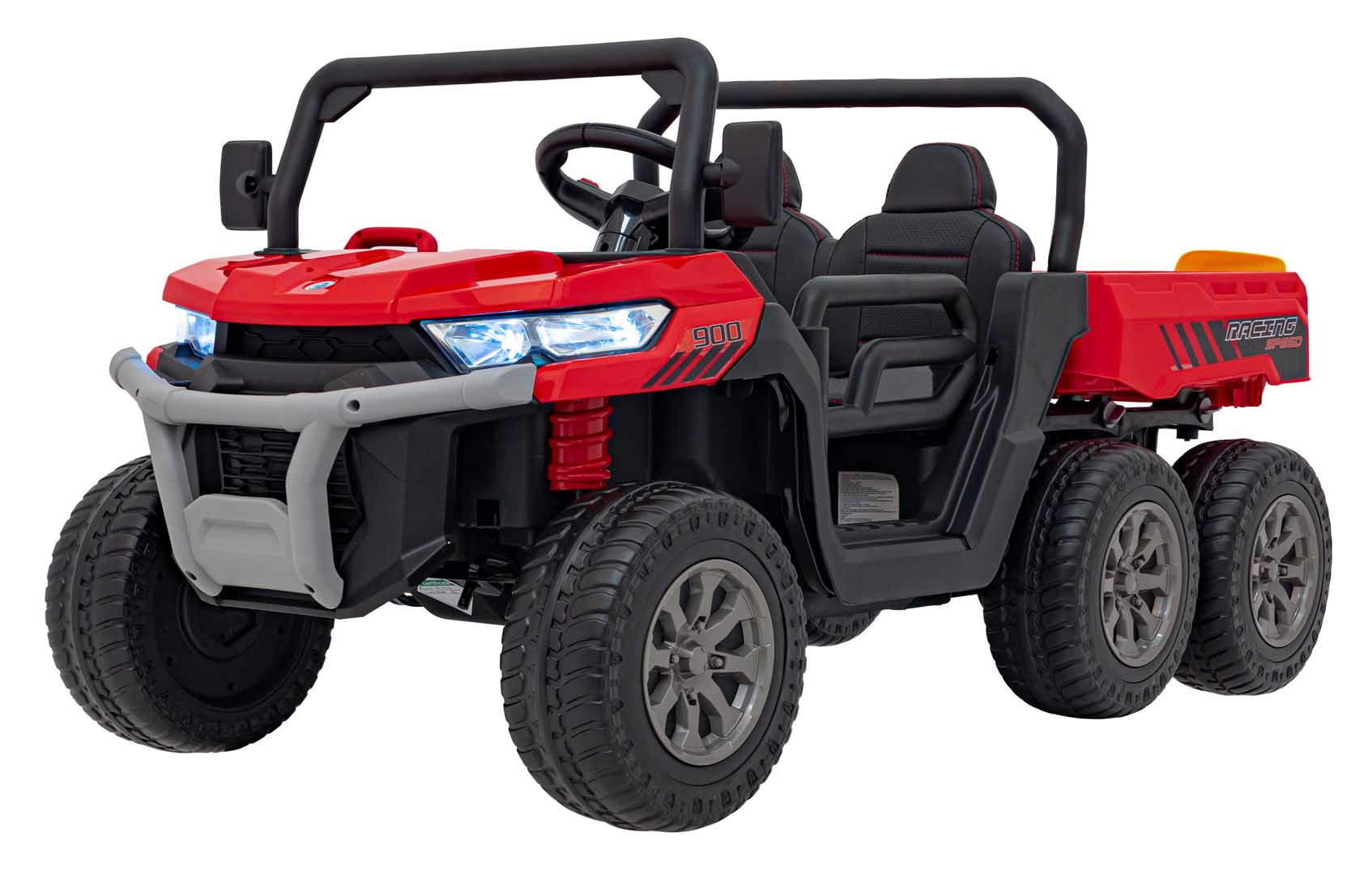 UTV eIectric pentru copii cu 2 locuri Farmer Truck 24V 400W 4x4, roti EVA, scaun piele, telecomanda parentala, basculanta electrica, Rosu