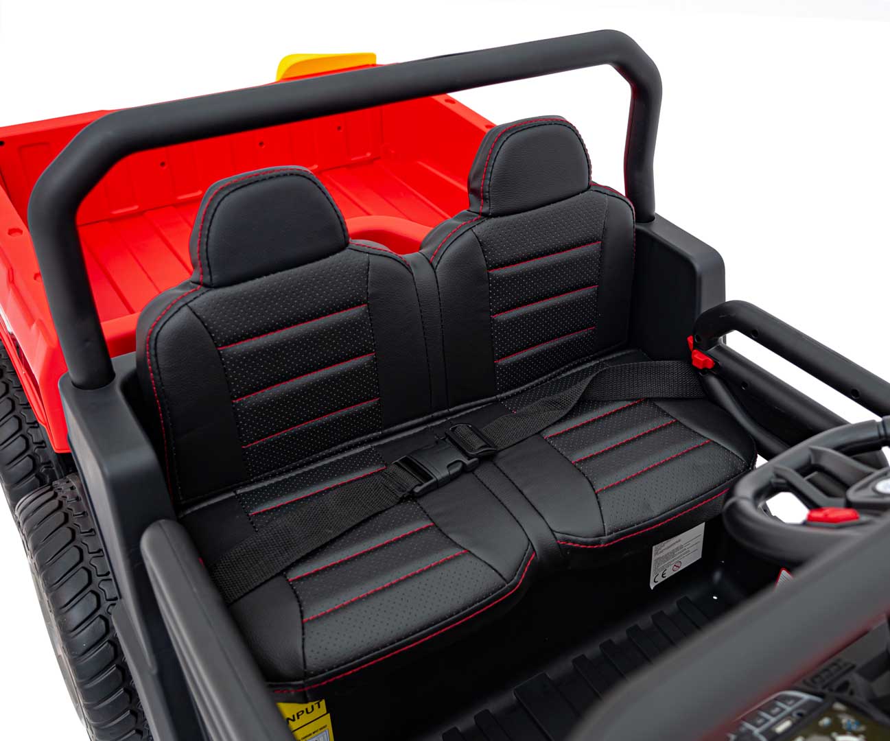 UTV eIectric pentru copii cu 2 locuri Farmer Truck 24V 400W 4x4, roti EVA, scaun piele, telecomanda parentala, basculanta electrica, Rosu - imagine 4