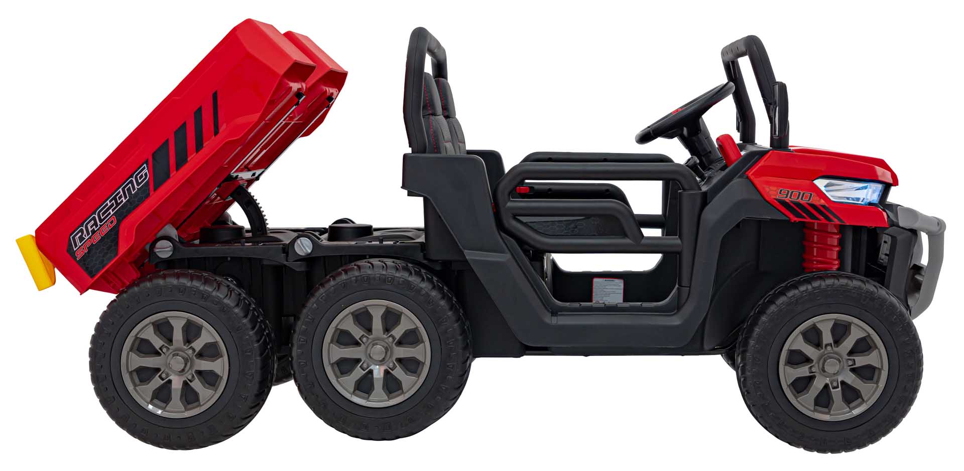 UTV eIectric pentru copii cu 2 locuri Farmer Truck 24V 400W 4x4, roti EVA, scaun piele, telecomanda parentala, basculanta electrica, Rosu - imagine 2