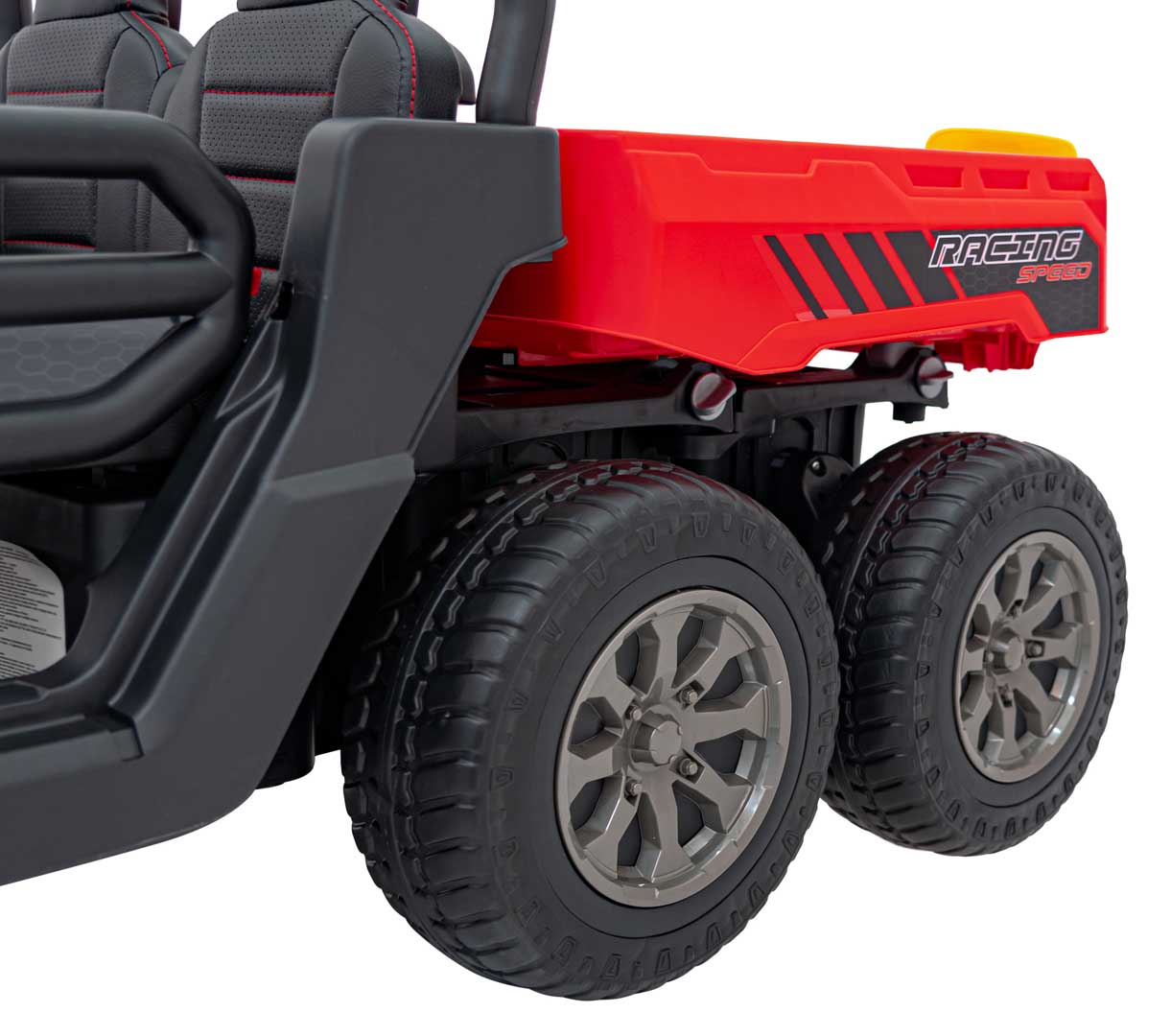 UTV eIectric pentru copii cu 2 locuri Farmer Truck 24V 400W 4x4, roti EVA, scaun piele, telecomanda parentala, basculanta electrica, Rosu - imagine 5