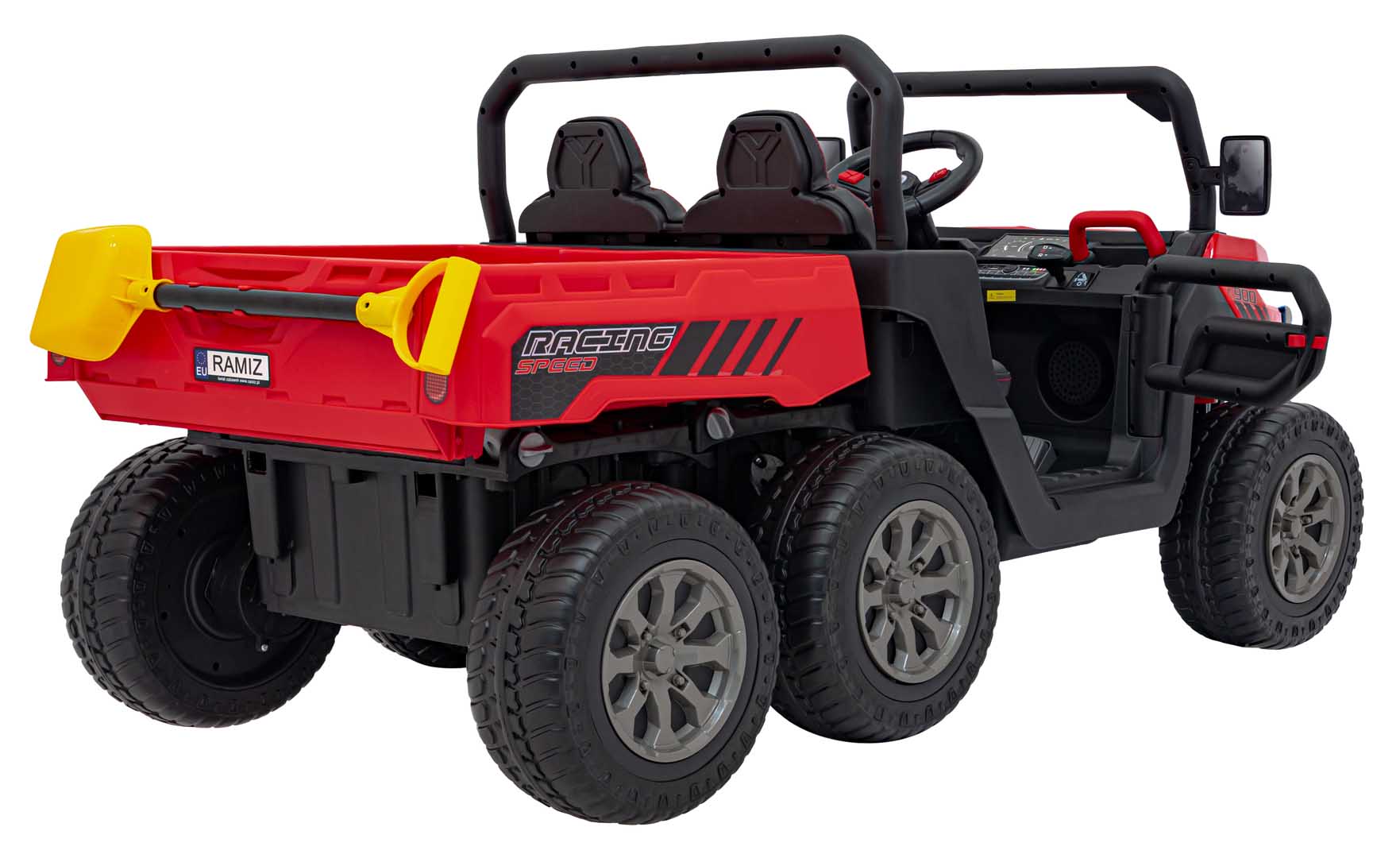 UTV eIectric pentru copii cu 2 locuri Farmer Truck 24V 400W 4x4, roti EVA, scaun piele, telecomanda parentala, basculanta electrica, Rosu - imagine 8