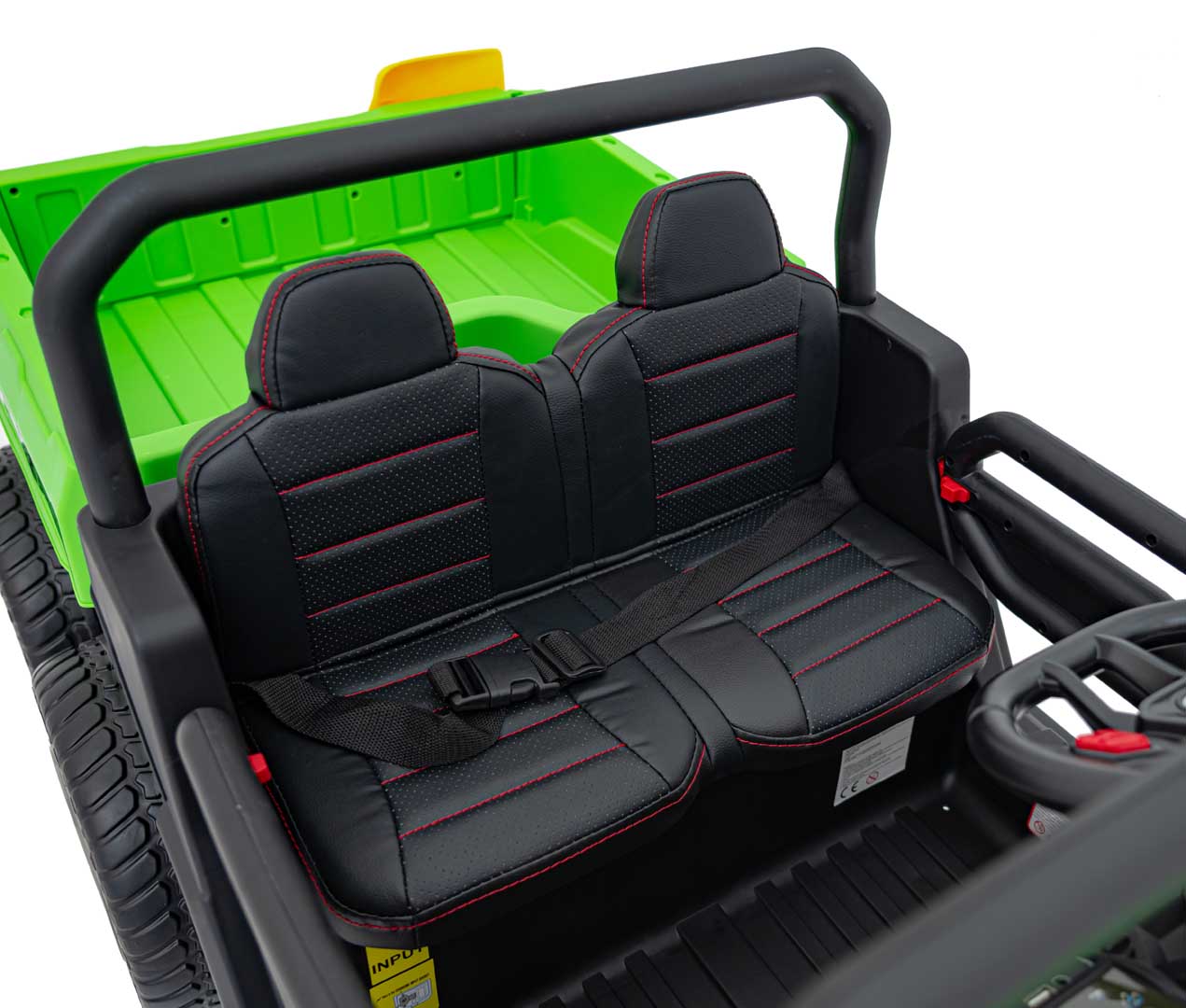 UTV eIectric pentru copii cu 2 locuri Farmer Truck 24V 400W 4x4, roti EVA, scaun piele, telecomanda parentala, basculanta electrica, Verde - imagine 5