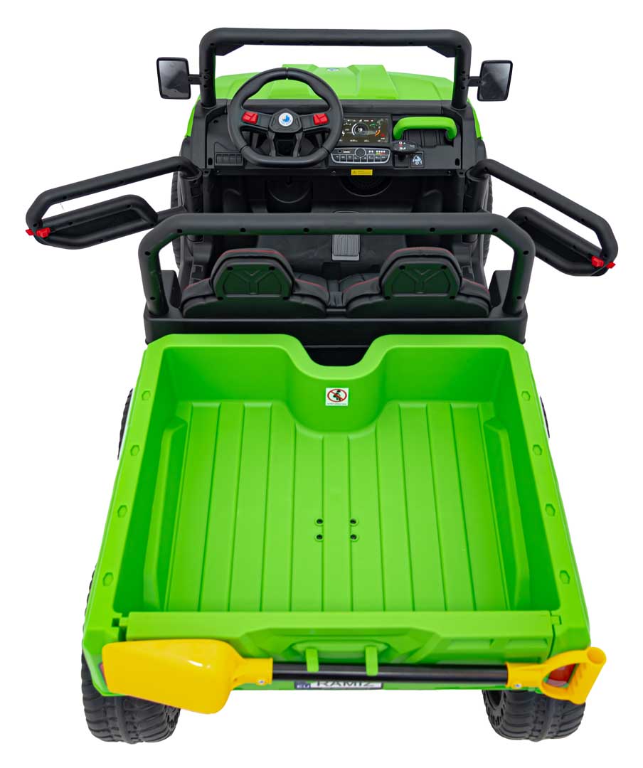 UTV eIectric pentru copii cu 2 locuri Farmer Truck 24V 400W 4x4, roti EVA, scaun piele, telecomanda parentala, basculanta electrica, Verde - imagine 6