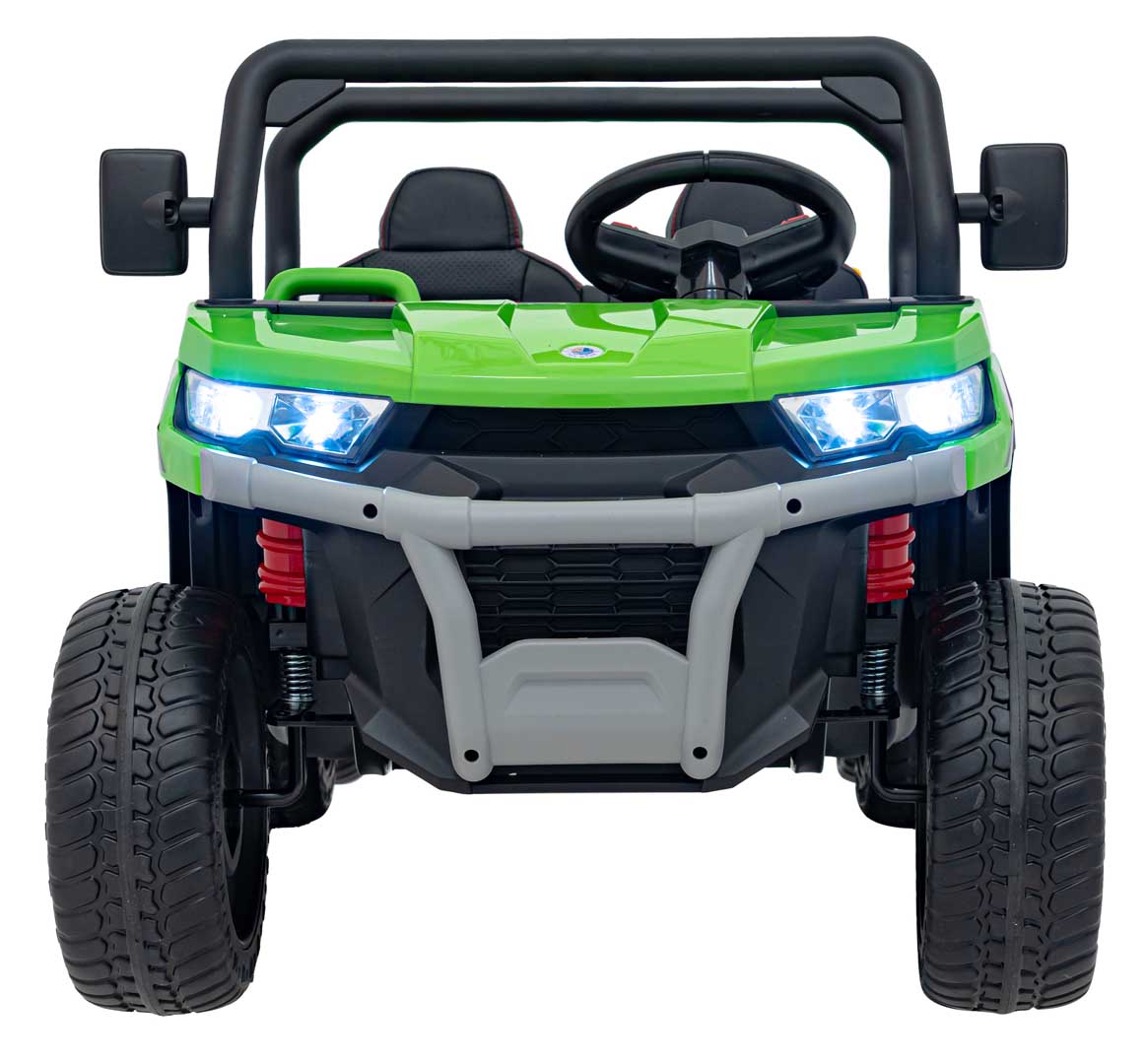 UTV eIectric pentru copii cu 2 locuri Farmer Truck 24V 400W 4x4, roti EVA, scaun piele, telecomanda parentala, basculanta electrica, Verde - imagine 9