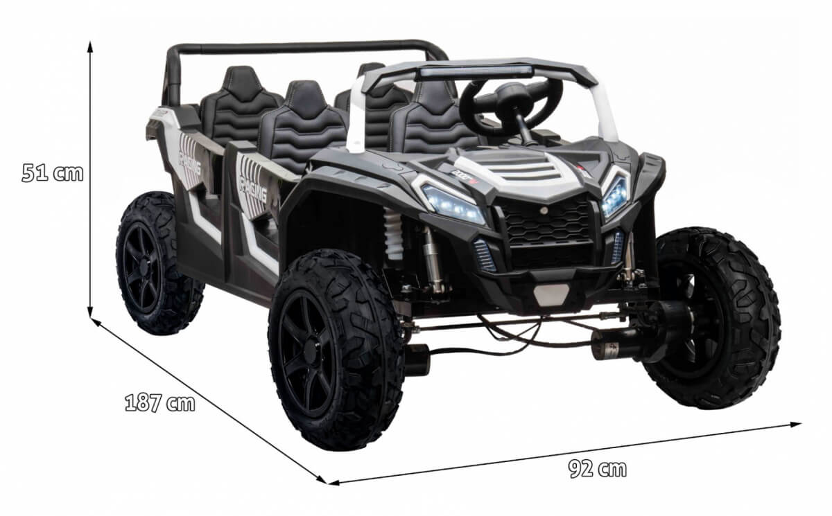 Masinuta electrica pentru 4 copii Buggy RACING 600W 24V 4x4 (A033-air) Alb - imagine 3