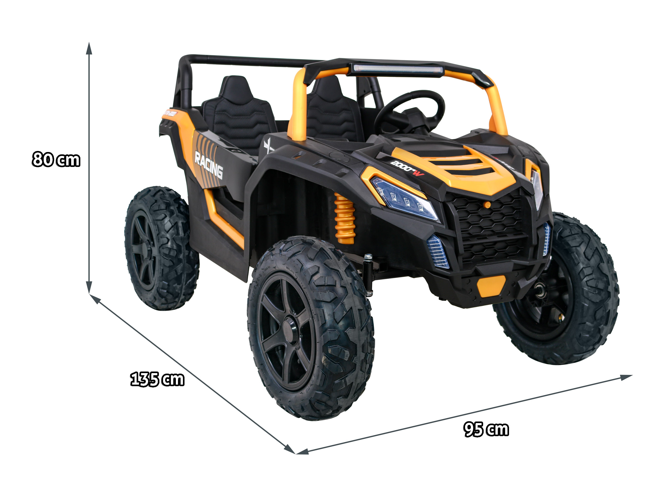 UTV electric pentru copii mari Perfecta XXL, 2 locuri cu sarcina pana la 100kg si viteza max 15km/h (032) Portocaliu - imagine 2