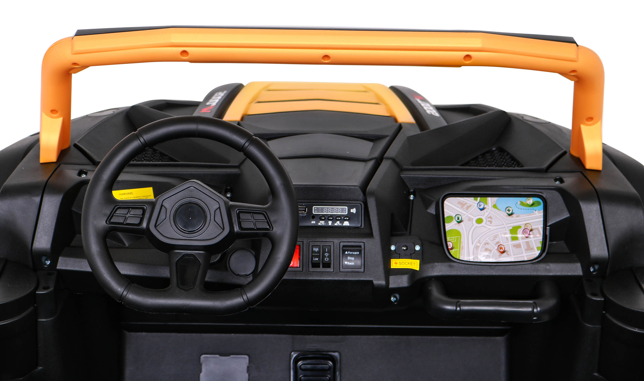 UTV electric pentru copii mari Perfecta XXL, 2 locuri cu sarcina pana la 100kg si viteza max 15km/h (032) Portocaliu - imagine 3