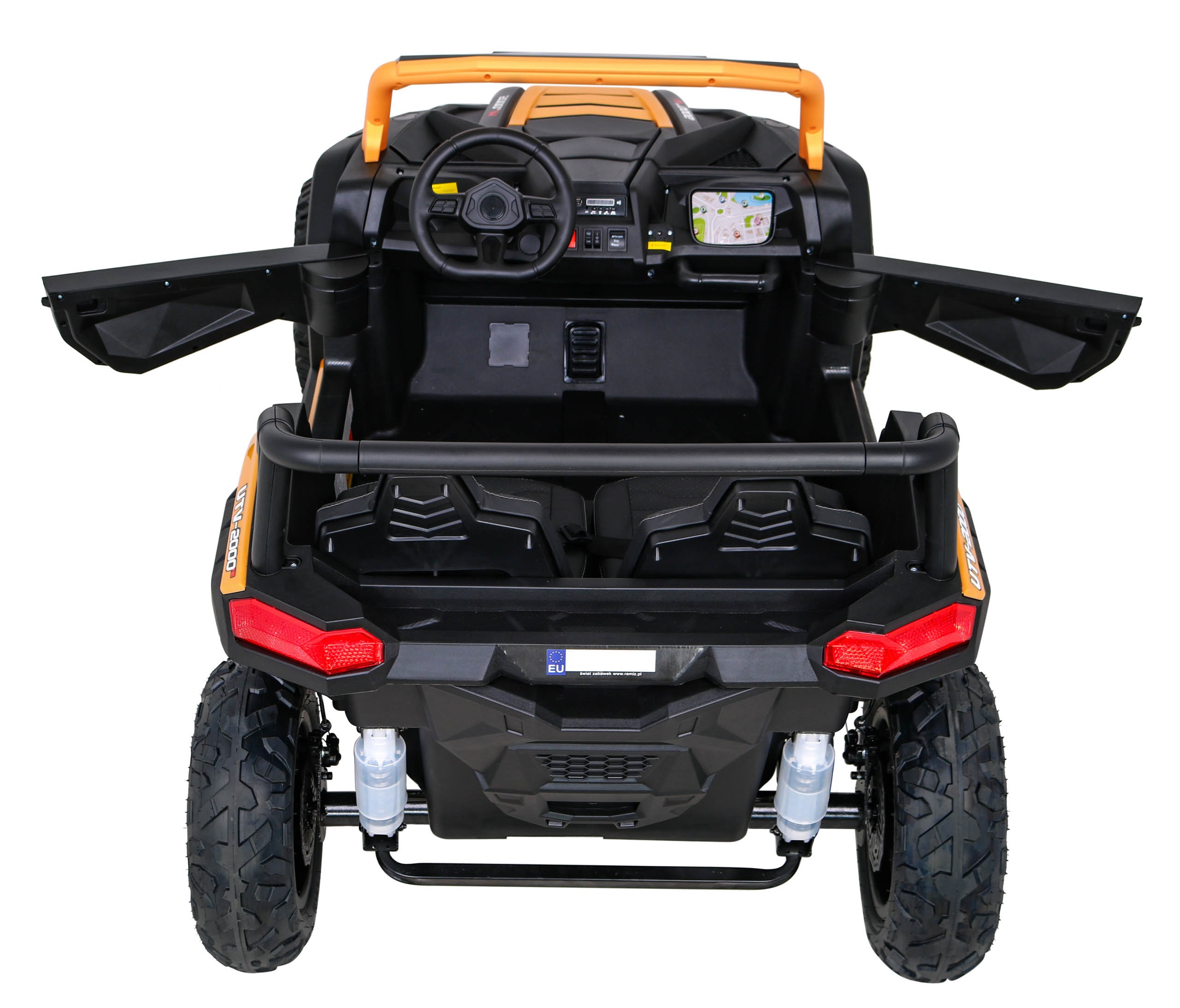 UTV electric pentru copii mari Perfecta XXL, 2 locuri cu sarcina pana la 100kg si viteza max 15km/h (032) Portocaliu - imagine 4
