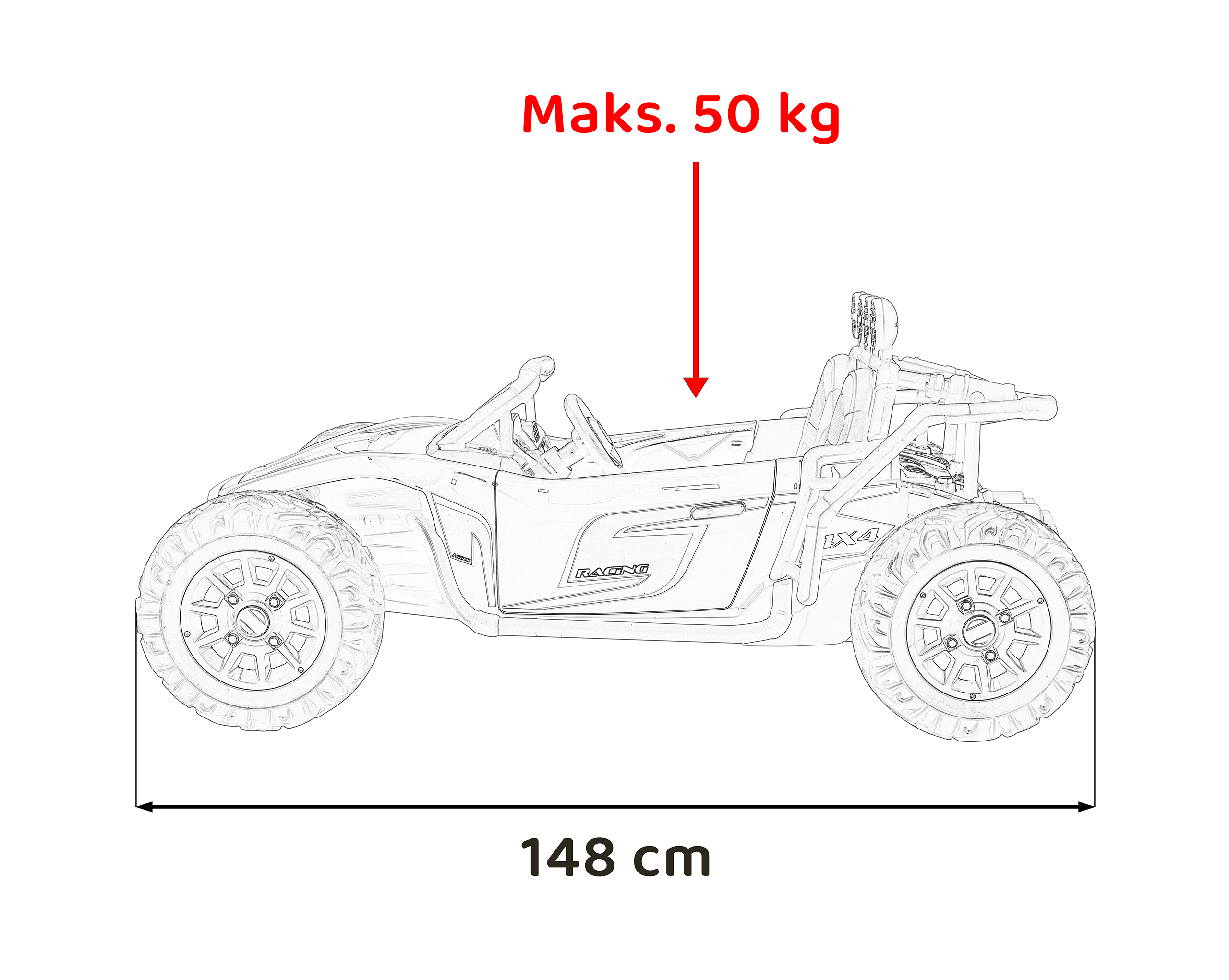 UTV electric pentru 2 copii Buggy Racing Kids, 24V 400W (3168) Albastru - imagine 4