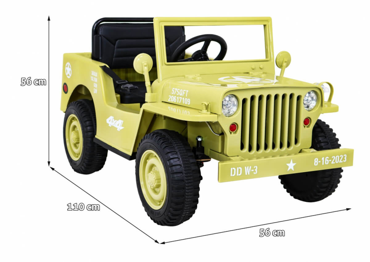 Masinuta electrica pentru copii JEEP Militar Lux 4x4 (103) Bej - imagine 2