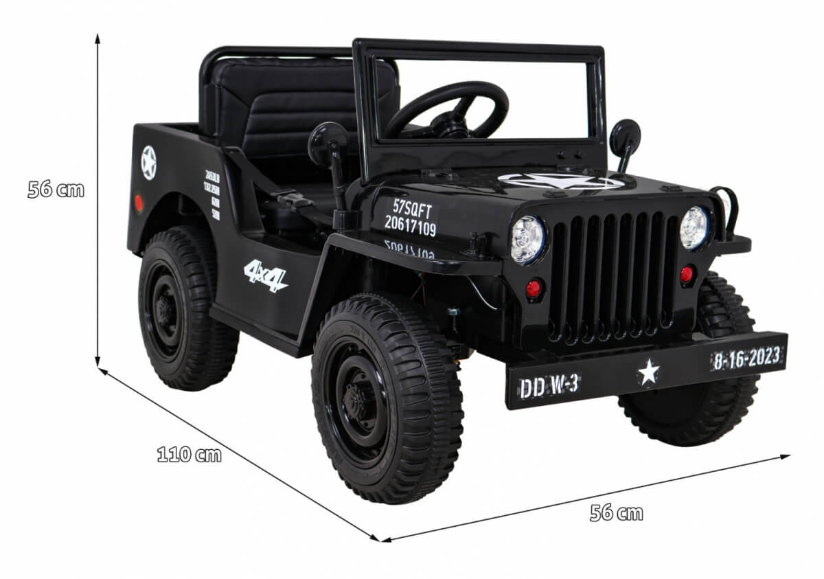 Masinuta electrica pentru copii JEEP Militar Lux 4x4 (103) Negru - imagine 2