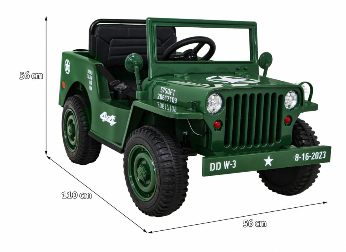 Masinuta electrica pentru copii JEEP Militar Lux 4x4 (103) Verde - imagine 2