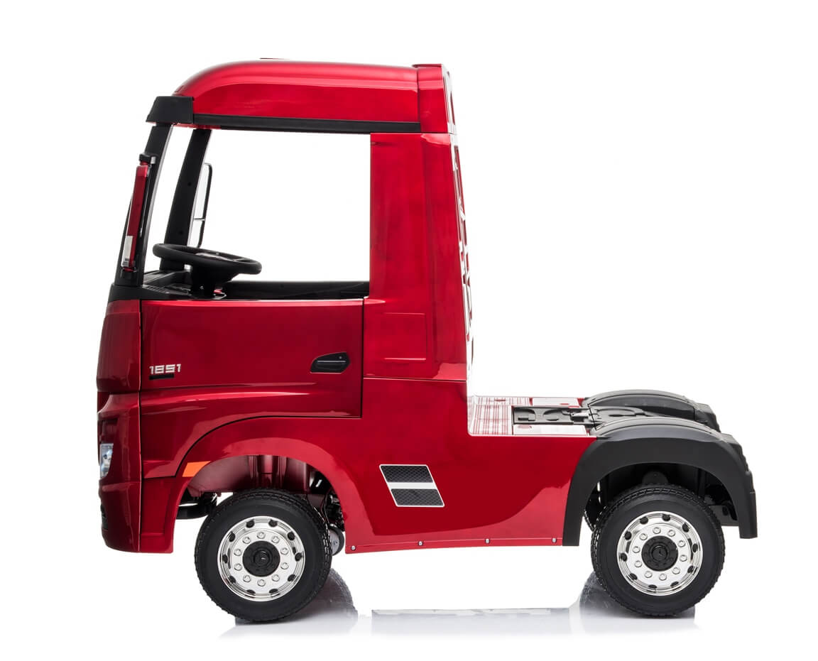Masinuta electrica penru copii Camion Mercedes Benz ACTROS (358) 4×4, Visiniu metalizat - imagine 3