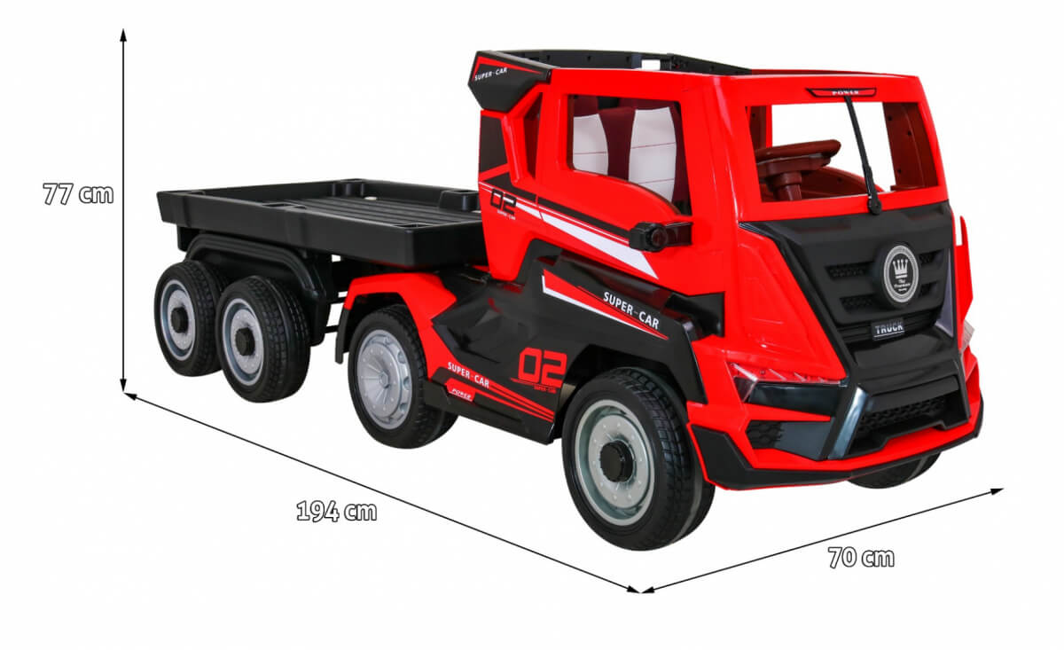 Masinuta electrica pentru copii Camion Truck cu remorca (2020) Rosu - imagine 3