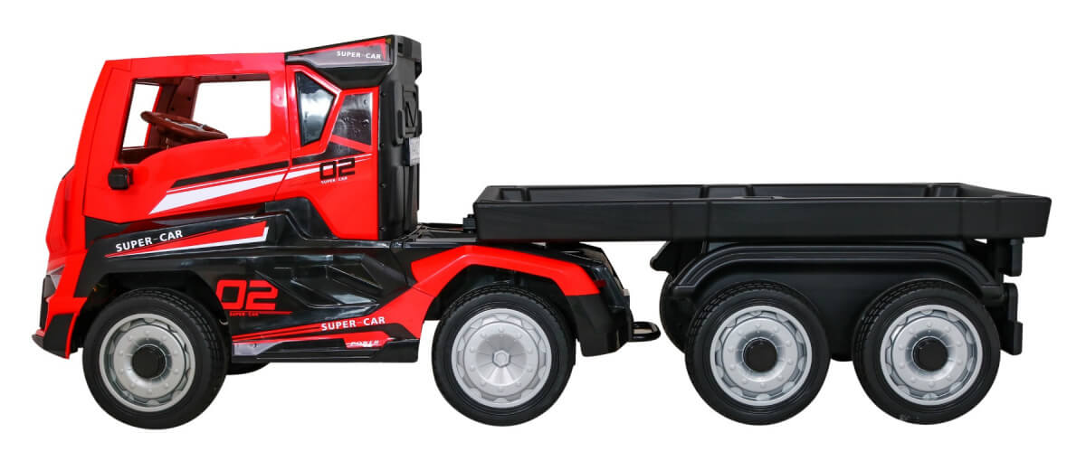 Masinuta electrica pentru copii Camion Truck cu remorca (2020) Rosu - imagine 5