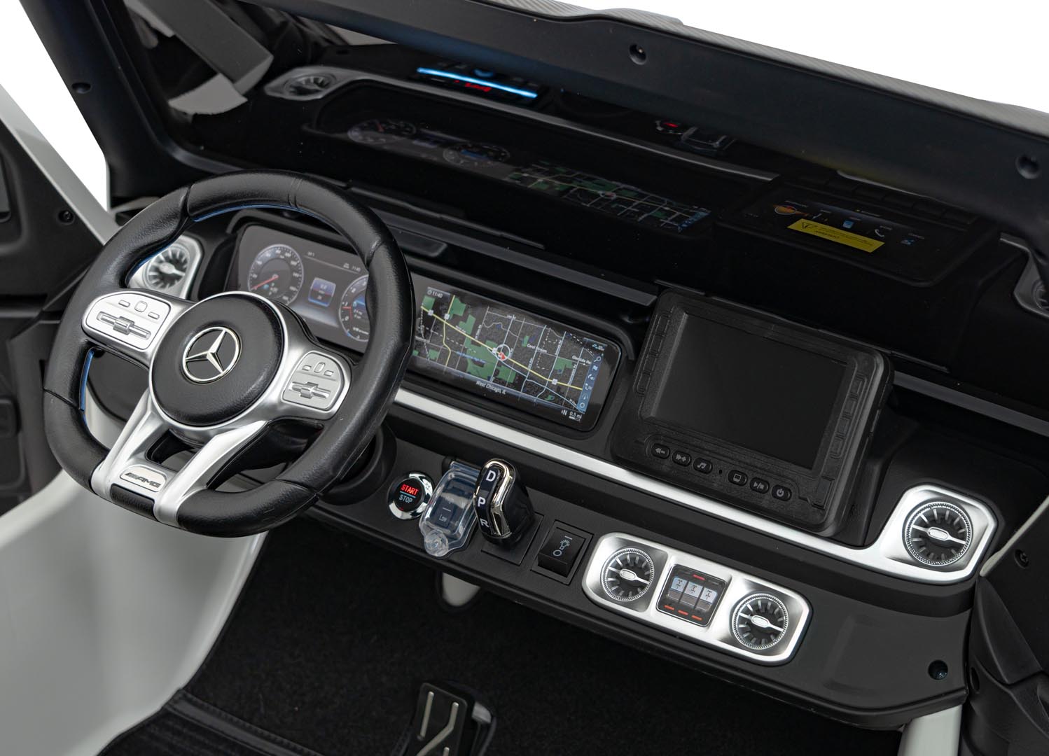 Masina electrica pentru copii cu 2 locuri, Mercedes AMG G63 XXL 24V 800W 4x4 ecran LCD, echipare Lux (G63-mp4) Alb - imagine 16