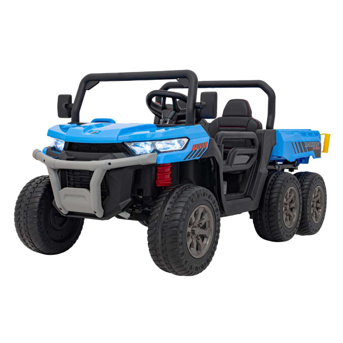 UTV eIectric pentru copii cu 2 locuri Farmer Truck 24V 400W 4x4, roti EVA, scaun piele, telecomanda parentala, basculanta electrica, Albastru