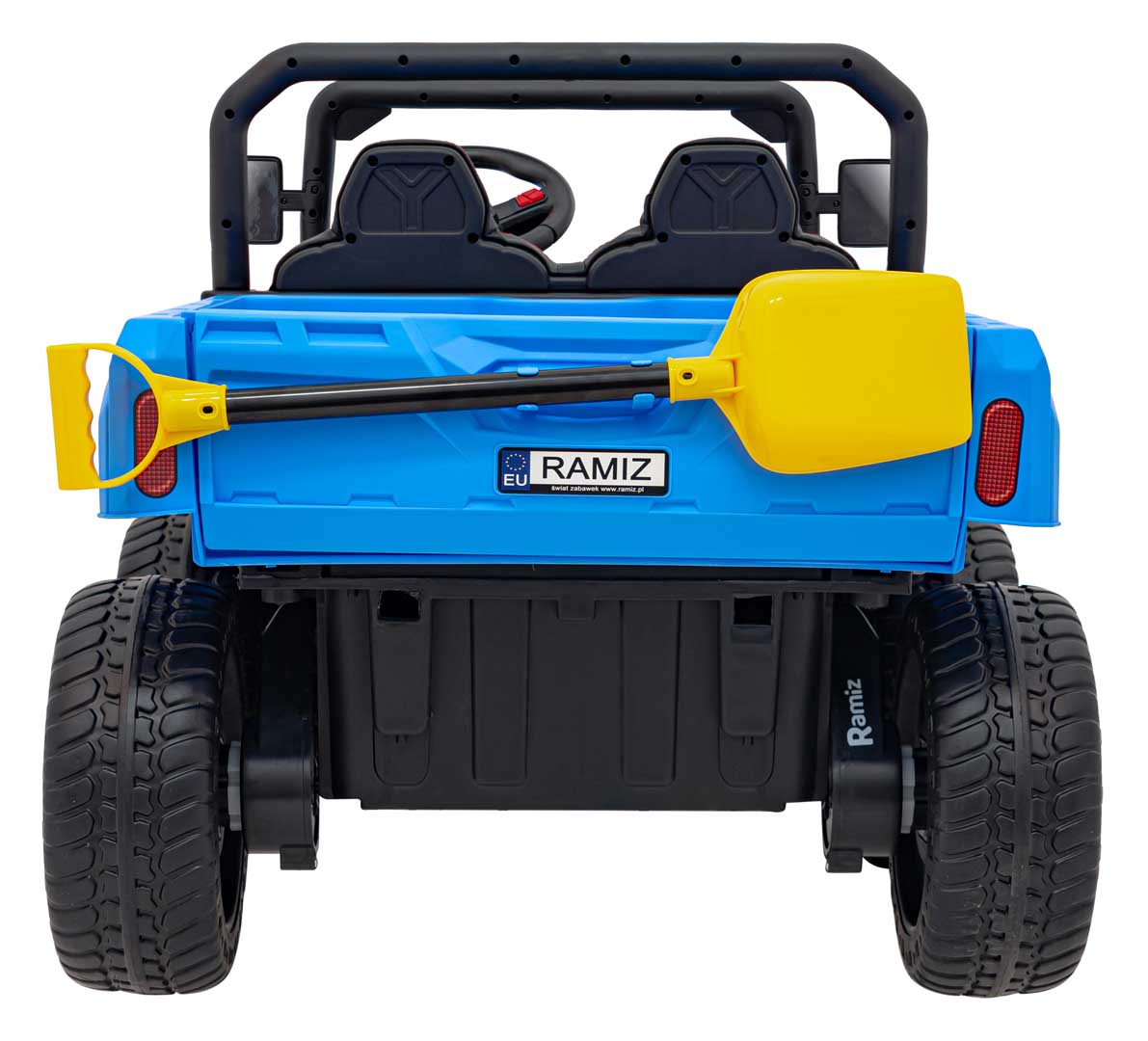 UTV eIectric pentru copii cu 2 locuri Farmer Truck 24V 400W 4x4, roti EVA, scaun piele, telecomanda parentala, basculanta electrica, Albastru - imagine 6