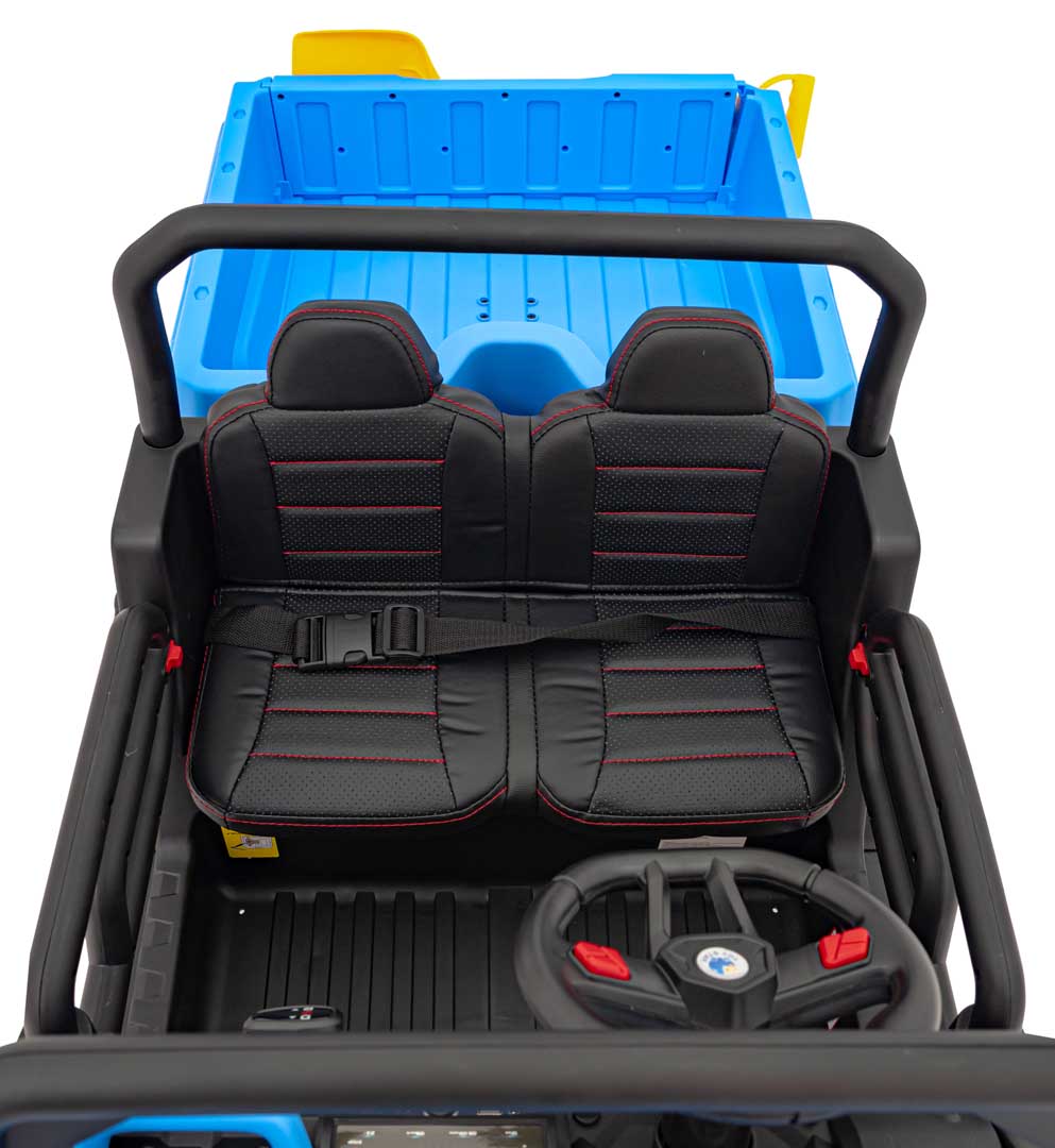 UTV eIectric pentru copii cu 2 locuri Farmer Truck 24V 400W 4x4, roti EVA, scaun piele, telecomanda parentala, basculanta electrica, Albastru - imagine 5