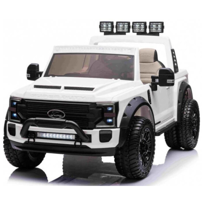 Masinuta electrica pentru copii Ford Super Duty XXL cu 2 locuri, 24V 4x4 ecran LCD (2088-power) Alb