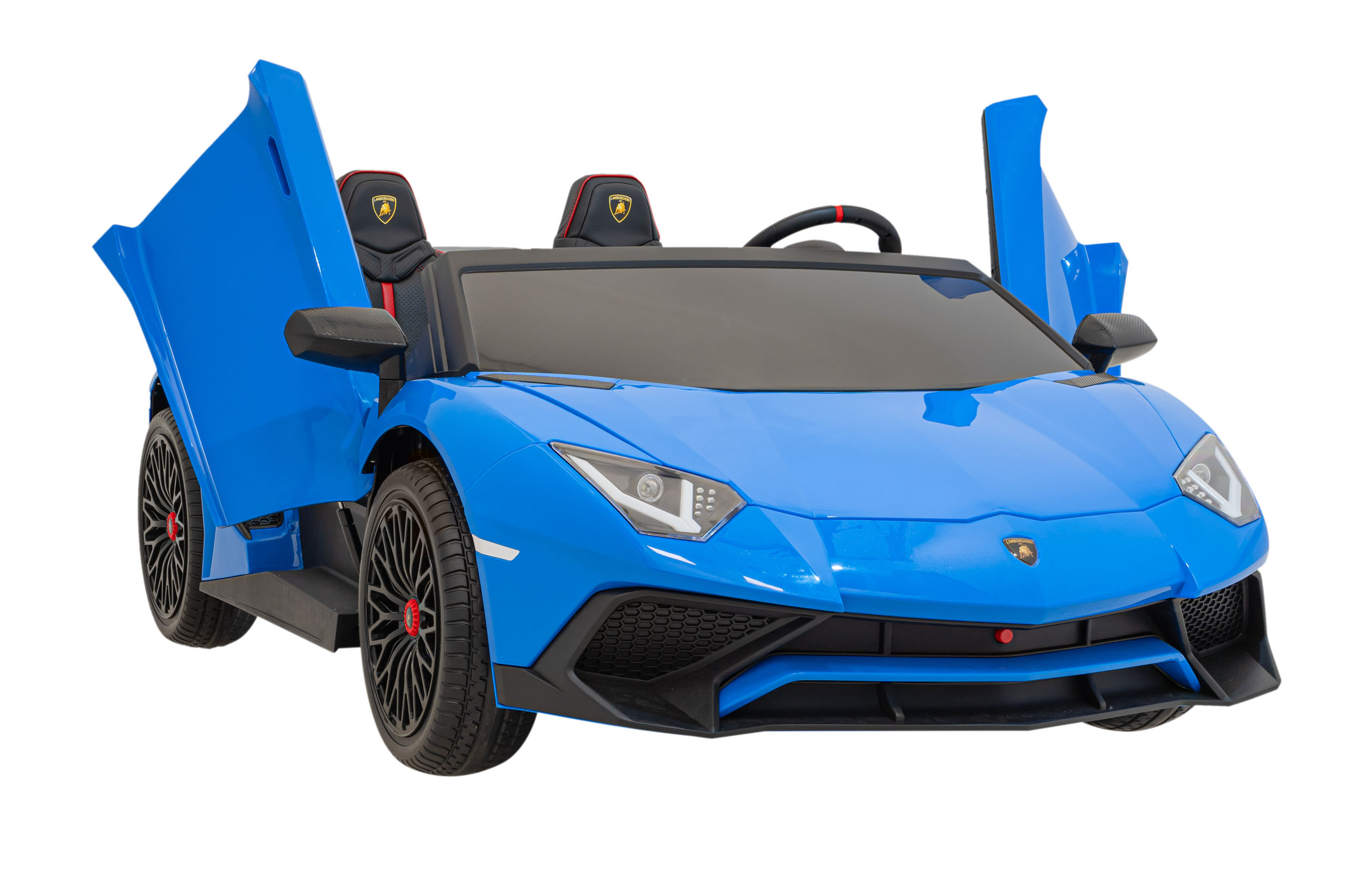 Masinuta electrica pentru 2 copii Lamborghini Aventador SV, 24V 400W (8803) Albastru - imagine 7