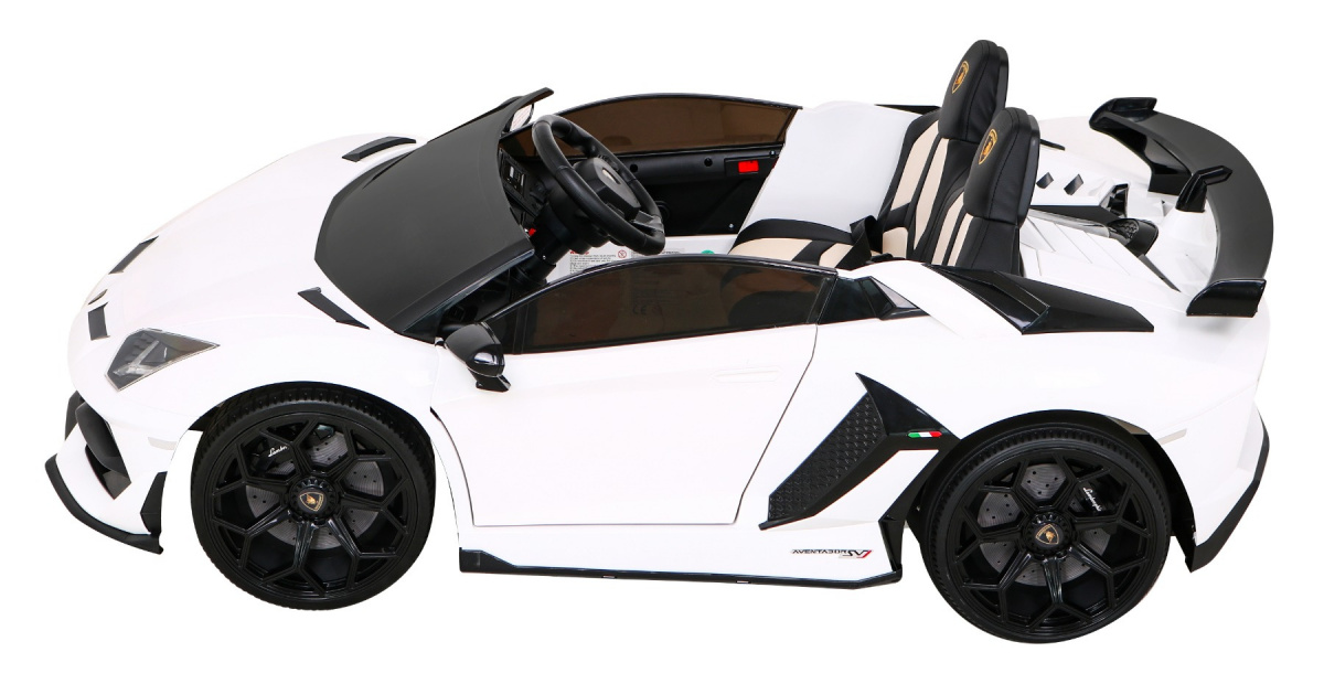 Masinuta electrica pentru copii Lamborghini Aventador SVJ Roadster 24V 500W Drift cu 2 locuri viteza maxima 13km/h (2028-drift) Alb - imagine 7