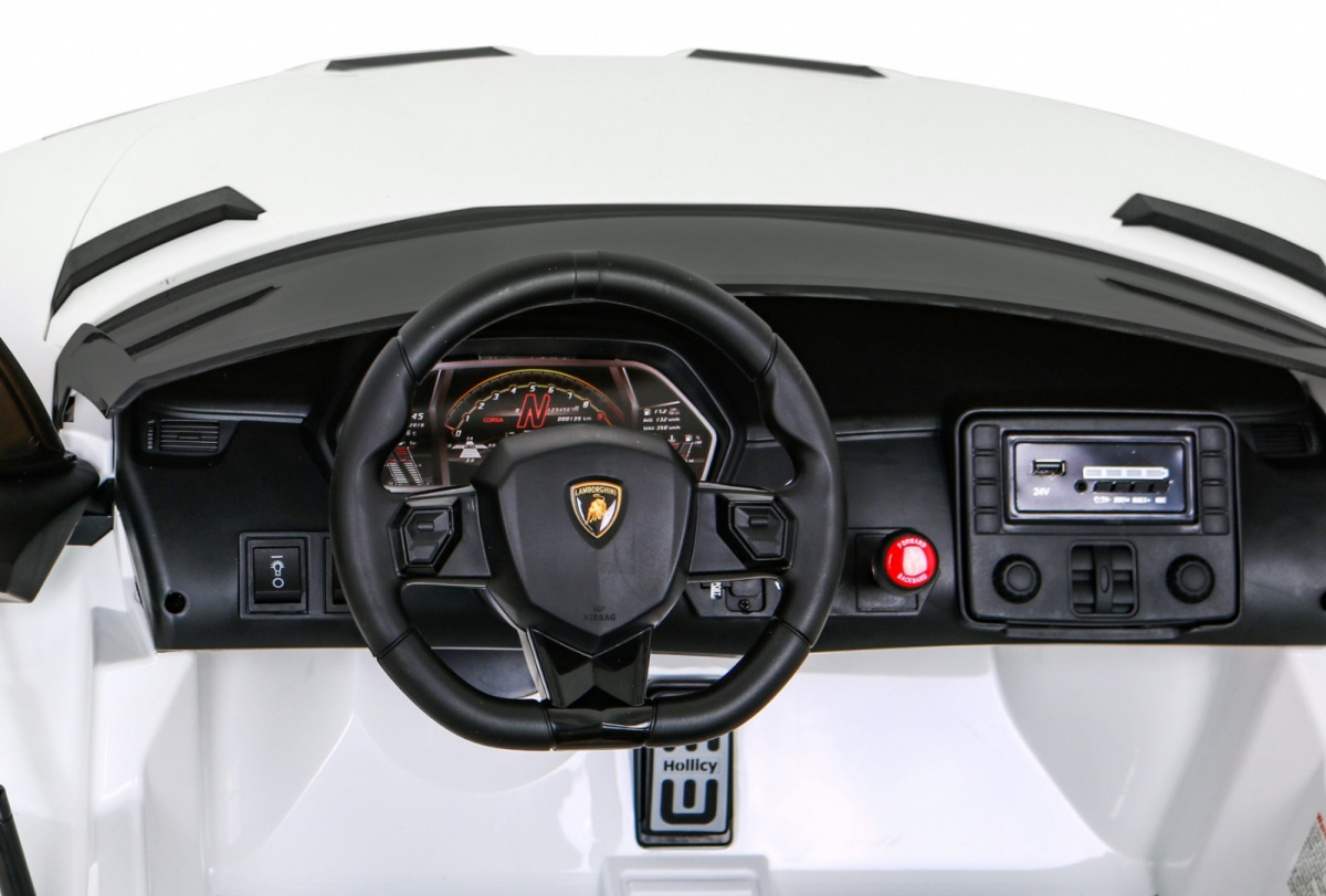 Masinuta electrica pentru copii Lamborghini Aventador SVJ Roadster 24V 500W Drift cu 2 locuri viteza maxima 13km/h (2028-drift) Alb - imagine 10