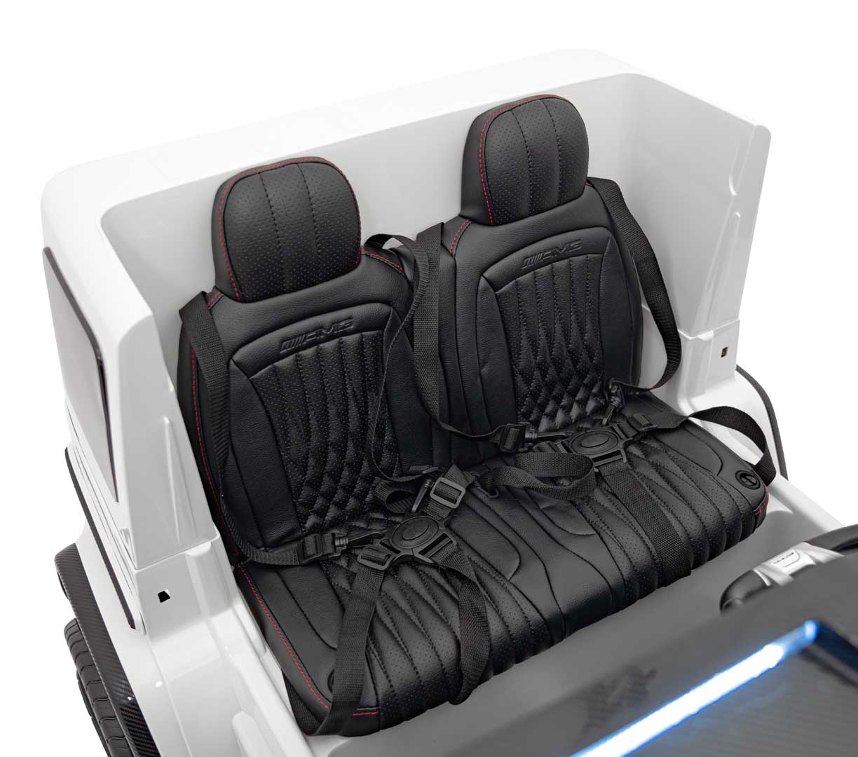 Masina electrica pentru copii cu 2 locuri, Mercedes AMG G63 XXL 24V 800W 4x4 ecran LCD, echipare Lux (G63-mp4) Alb - imagine 8