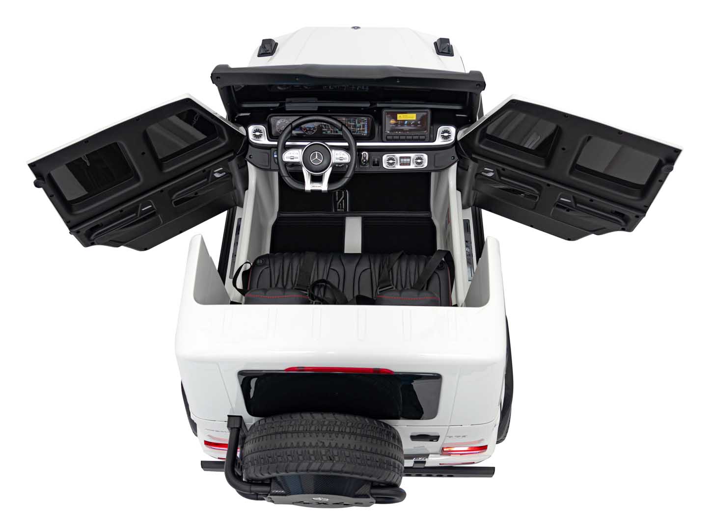 Masinuta electrica pentru copii cu 2 locuri, Mercedes AMG G63 NOU XXL 24V 800W 4x4 Alb - imagine 9