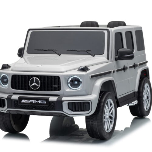 Masinuta electrica pentru copii, Mercedes AMG G63 12V 4×4, roti EVA, scaun piele, telecomanda parentala, Gri