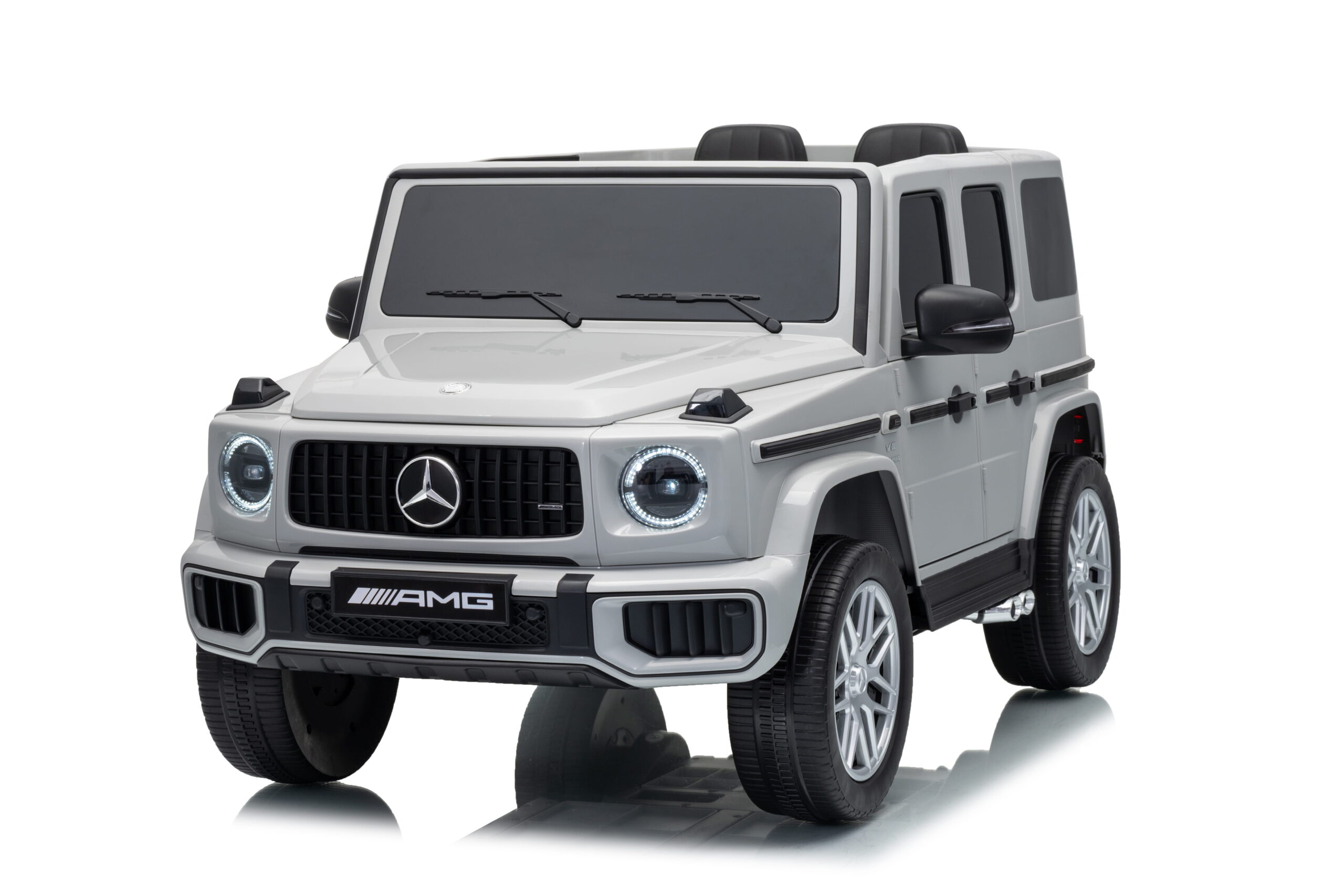 Masinuta electrica pentru copii, Mercedes AMG G63 12V 4x4, roti EVA, scaun piele, telecomanda parentala, Gri