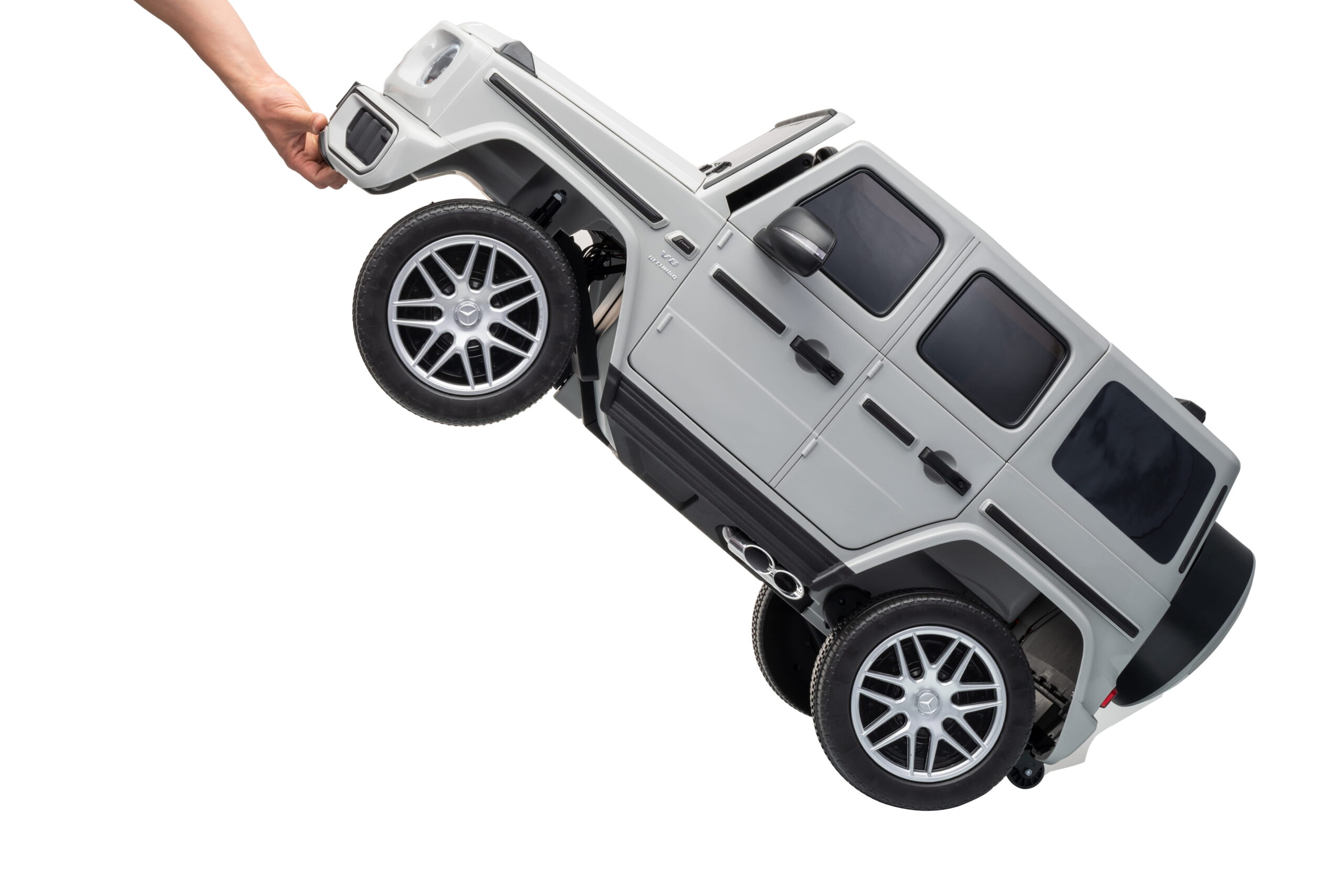 Masinuta electrica pentru copii, Mercedes AMG G63 12V 4x4, roti EVA, scaun piele, telecomanda parentala, Gri - imagine 3
