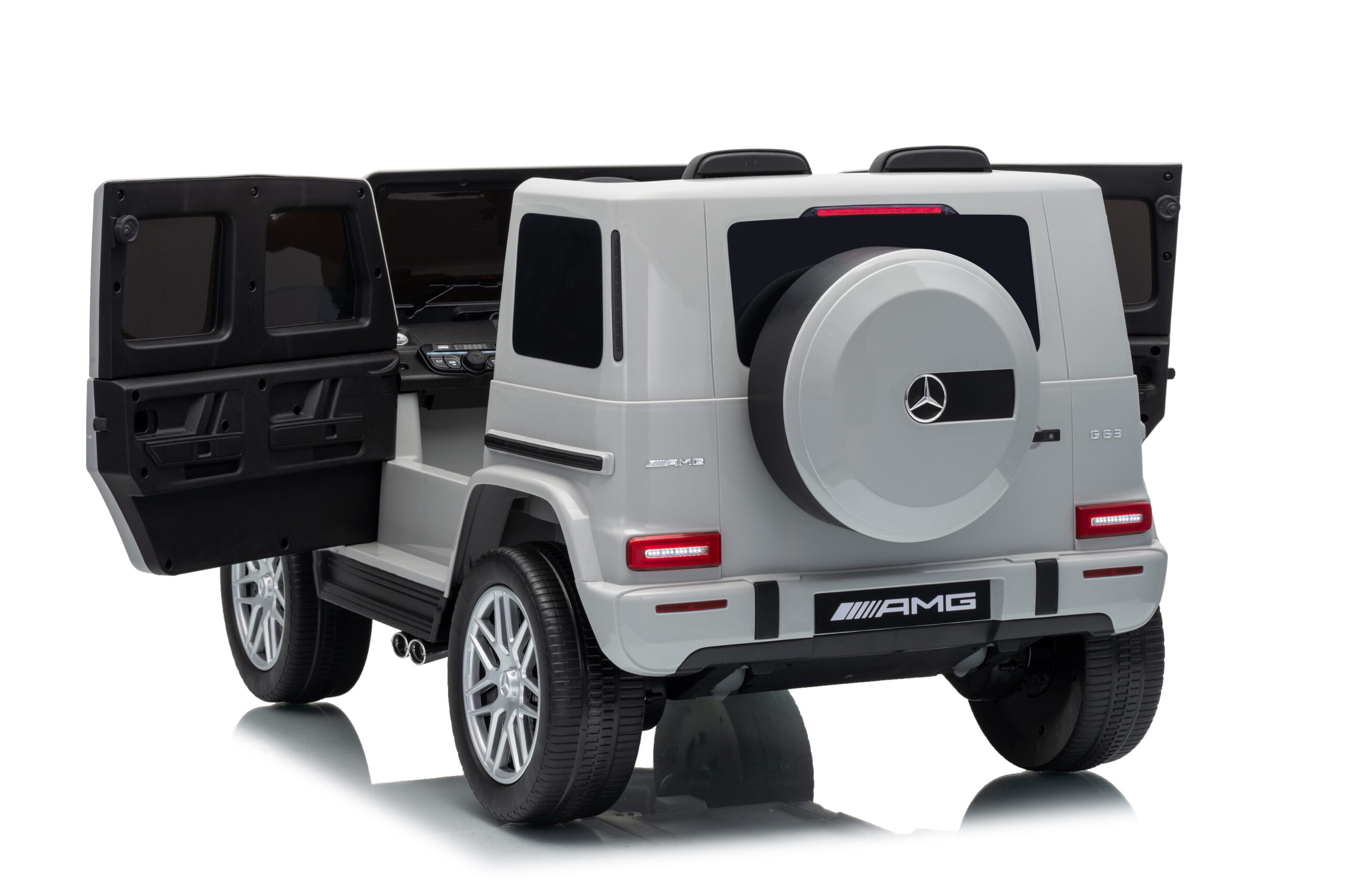 Masinuta electrica pentru copii, Mercedes AMG G63 12V 4x4, roti EVA, scaun piele, telecomanda parentala, Gri - imagine 9