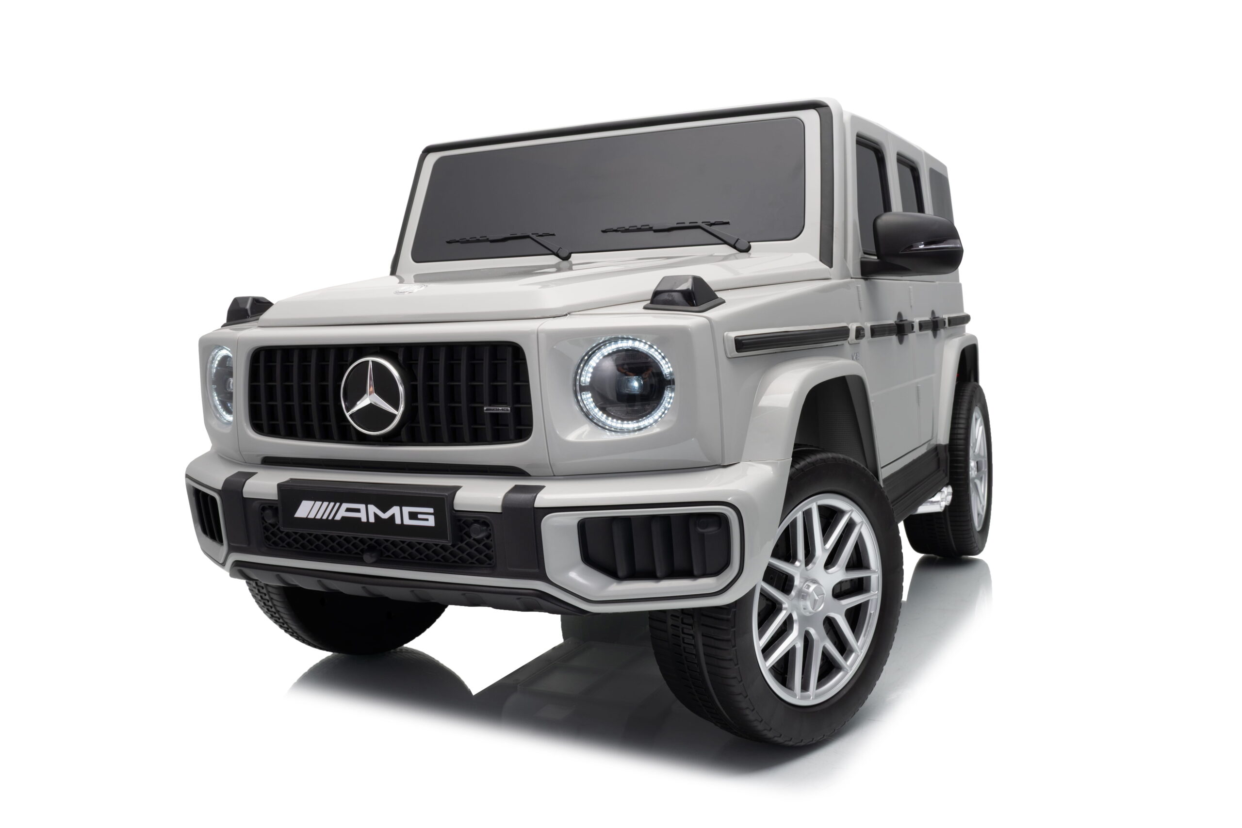 Masinuta electrica pentru copii, Mercedes AMG G63 12V 4x4, roti EVA, scaun piele, telecomanda parentala, Gri - imagine 8