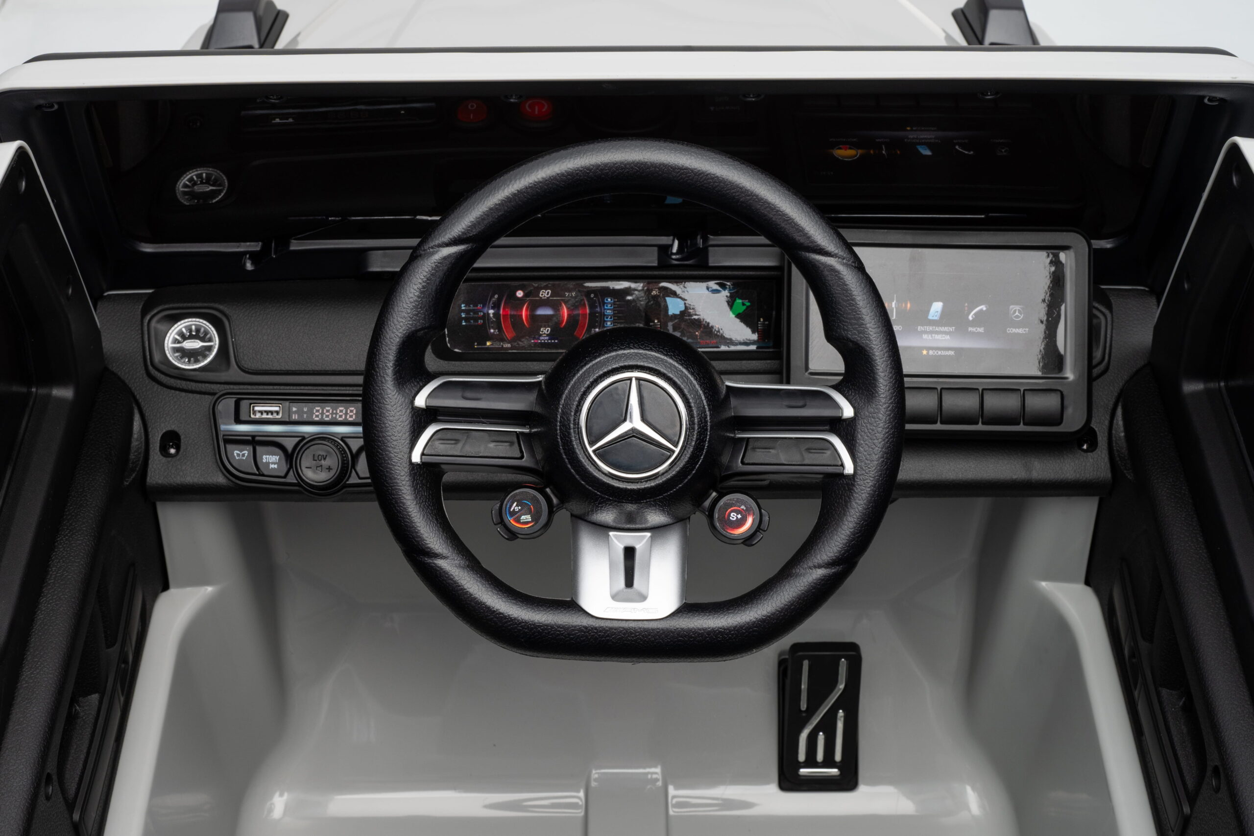 Masinuta electrica pentru copii, Mercedes AMG G63 12V 4x4, roti EVA, scaun piele, telecomanda parentala, Gri - imagine 7