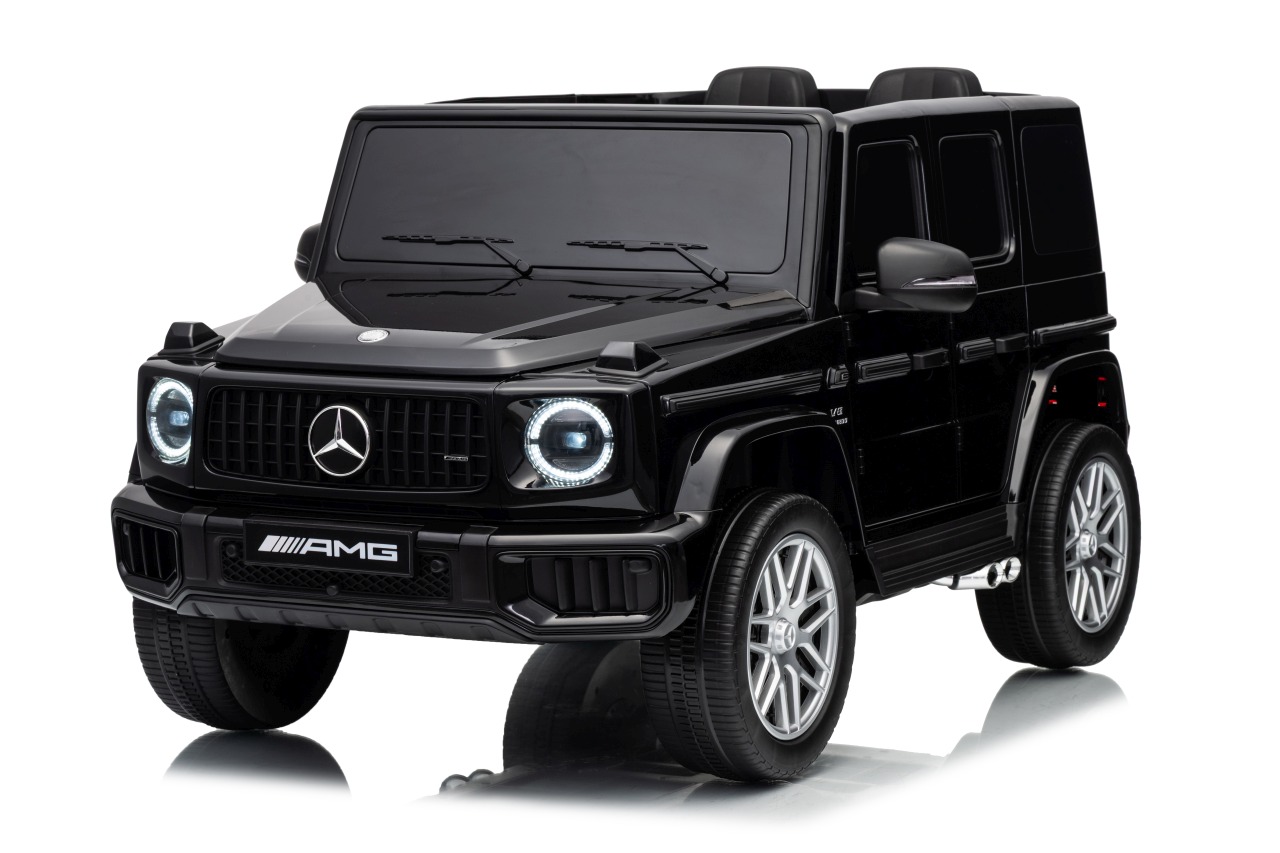 Masinuta electrica pentru copii, Mercedes AMG G63 12V 4x4, roti EVA, scaun piele, telecomanda parentala, Negru