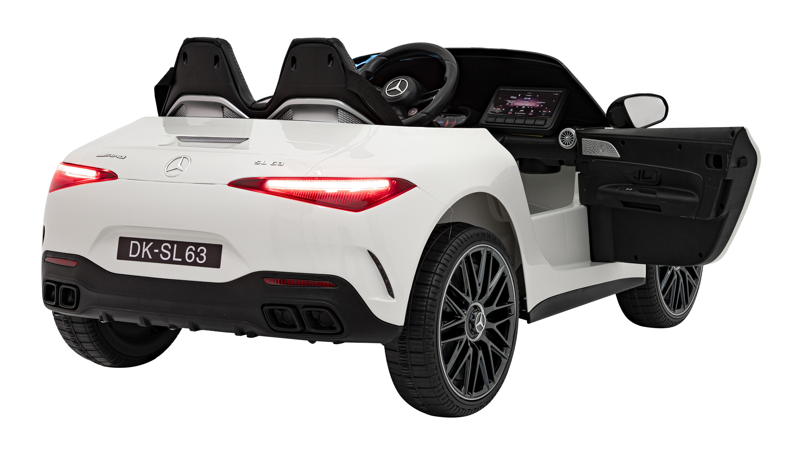 Masinuta electrica pentru copii Mercedes Benz AMG SL63 4x4 12V 200W, roti EVA, scaun piele, telecomanda parentala, Alb - imagine 8
