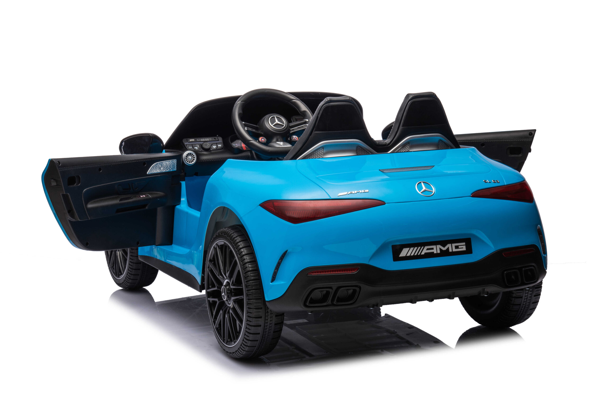 Masinuta electrica pentru copii Mercedes Benz AMG SL63 4x4 12V 200W, roti EVA, scaun piele, telecomanda parentala, Albastru metalizat - imagine 5