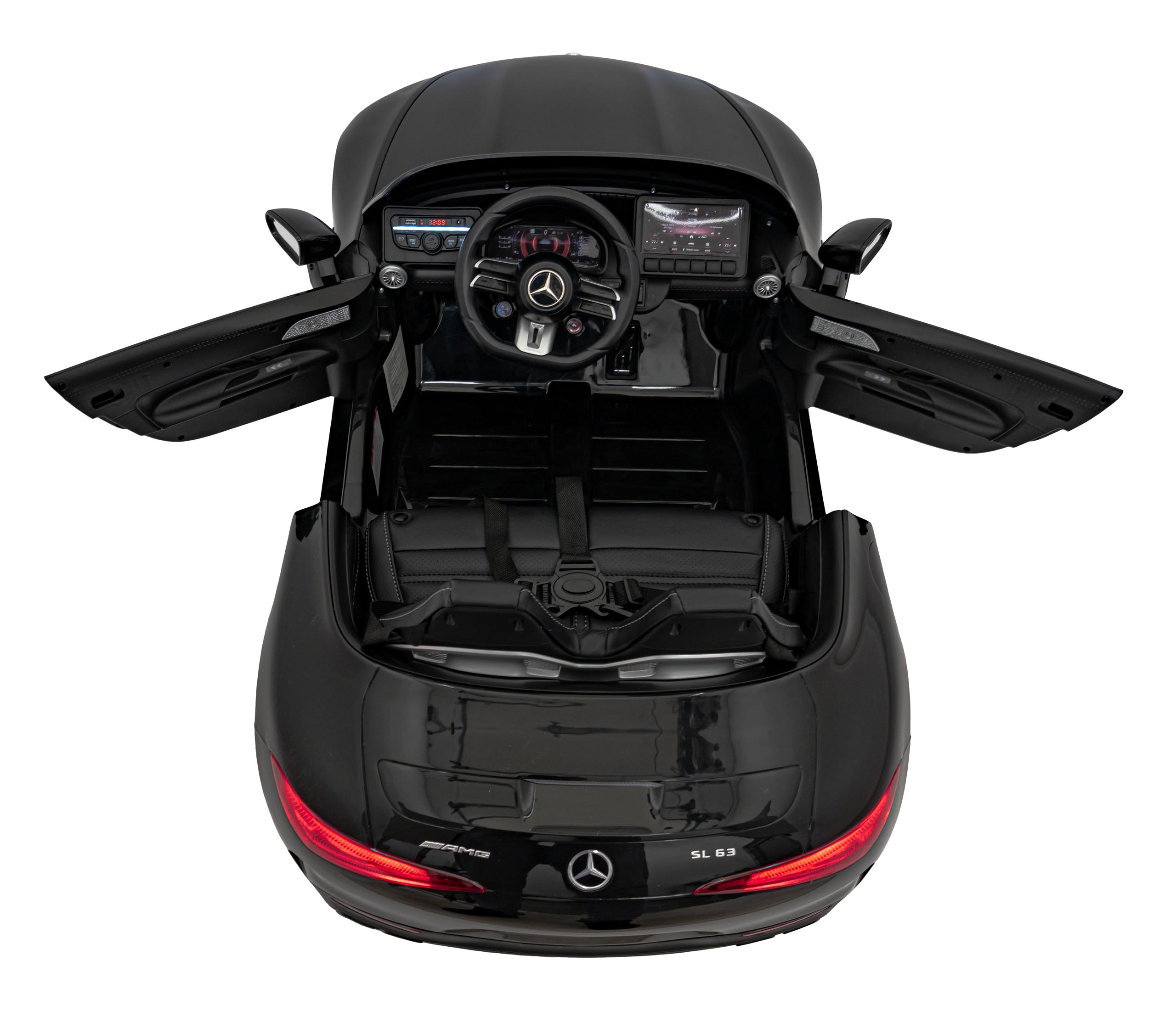 Masinuta electrica pentru copii Mercedes Benz AMG SL63 4x4 12V 200W, roti EVA, scaun piele, telecomanda parentala, Negru - imagine 8