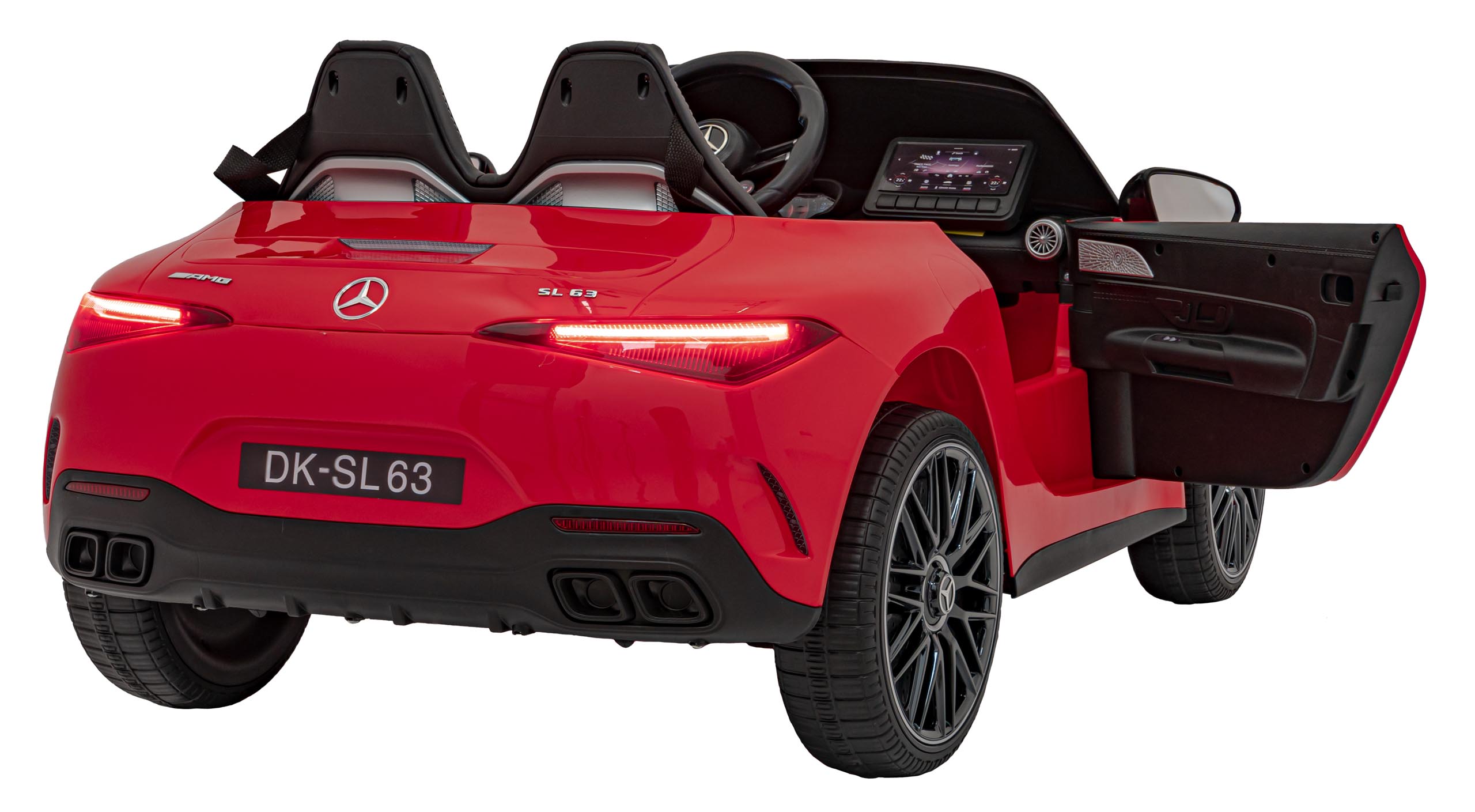 Masinuta electrica pentru copii Mercedes Benz AMG SL63 4x4 12V 200W, roti EVA, scaun piele, telecomanda parentala, Rosu - imagine 8