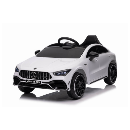 Masinuta electrica copii Mercedes-AMG CLA45 12V 90W Alb, roti EVA, scaun piele, telecomanda parentala, Bluetooth, Mercedes Benz