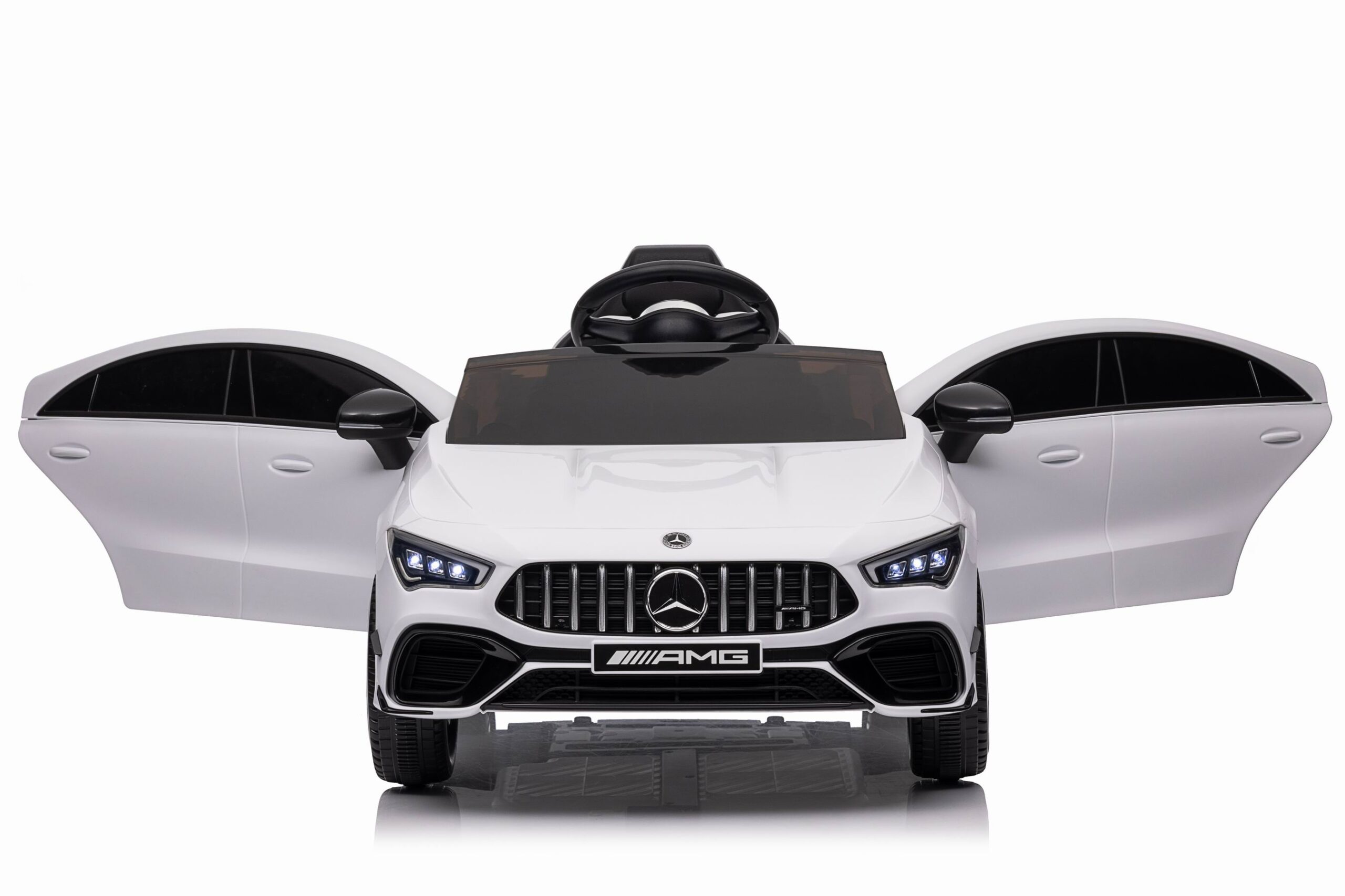Masinuta electrica copii Mercedes-AMG CLA45 12V 90W Alb, roti EVA, scaun piele, telecomanda parentala, Bluetooth, Mercedes Benz - imagine 5