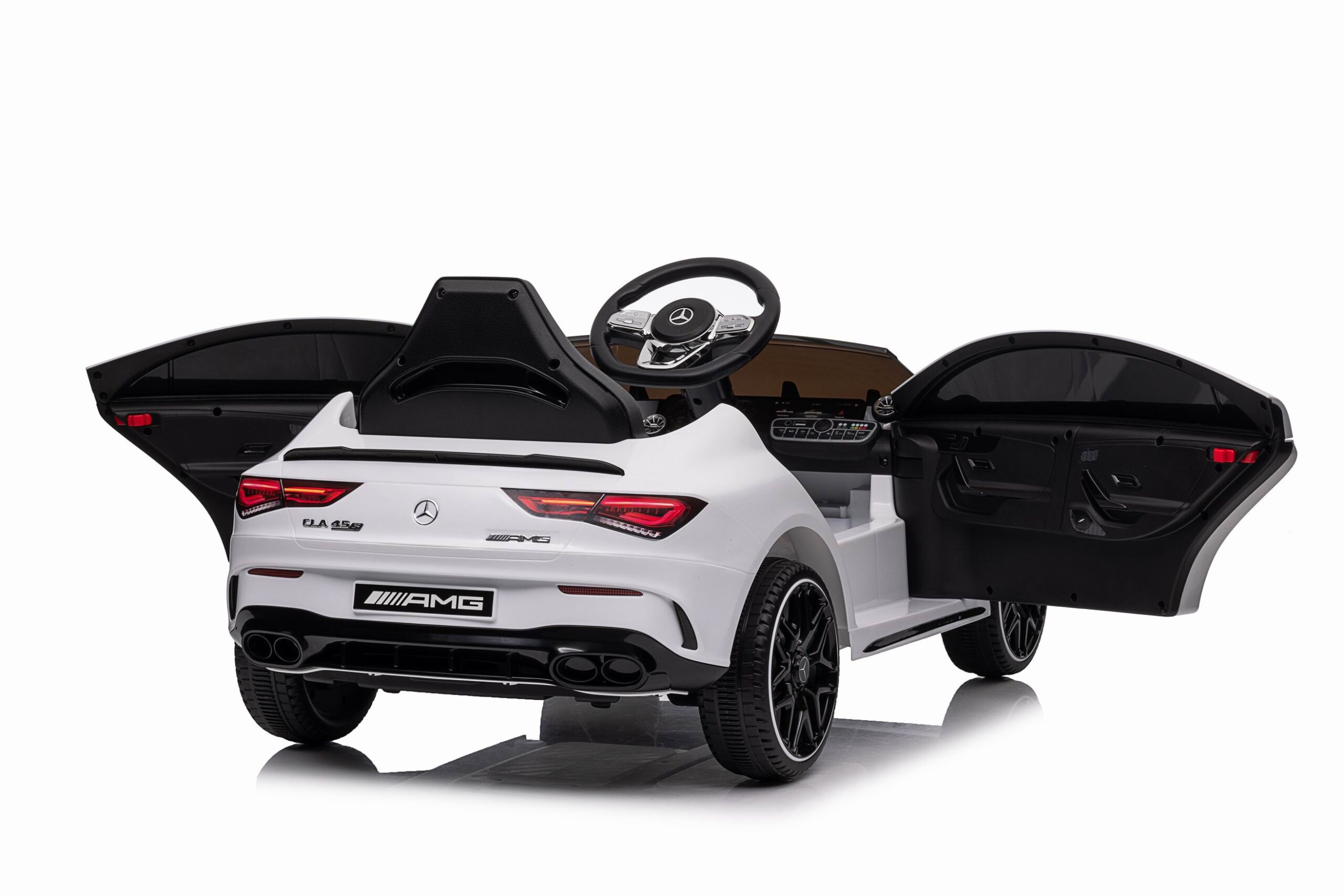 Masinuta electrica copii Mercedes-AMG CLA45 12V 90W Alb, roti EVA, scaun piele, telecomanda parentala, Bluetooth, Mercedes Benz - imagine 7