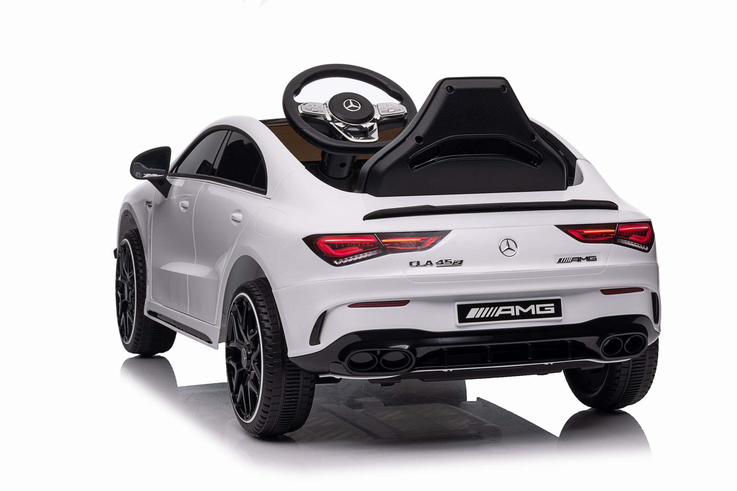 Masinuta electrica copii Mercedes-AMG CLA45 12V 90W Alb, roti EVA, scaun piele, telecomanda parentala, Bluetooth, Mercedes Benz - imagine 6