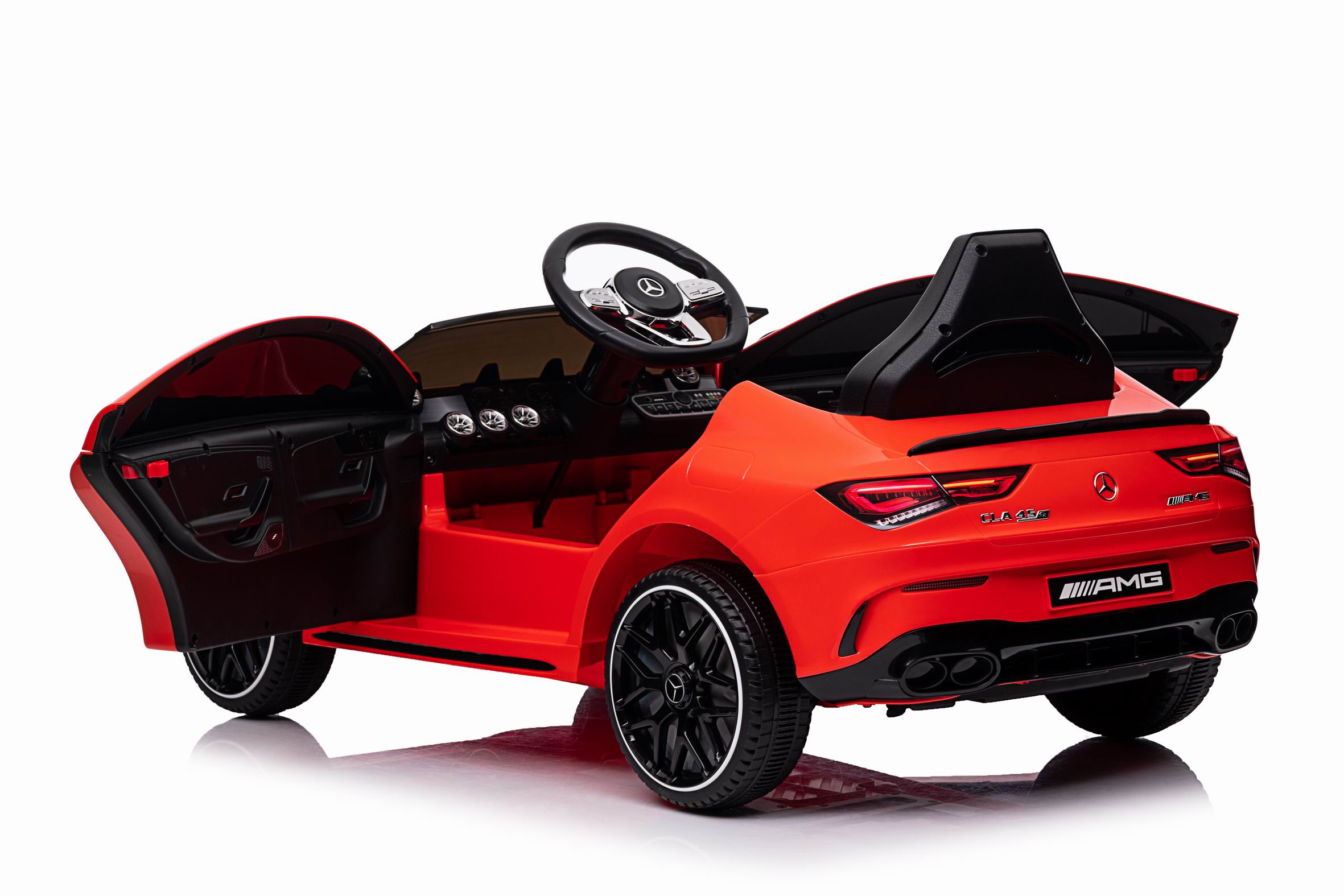 Masinuta electrica copii Mercedes-AMG CLA45 12V 90W Rosu, roti EVA, telecomanda parentala, Bluetooth, scaun piele eco, Mercedes Benz - imagine 5