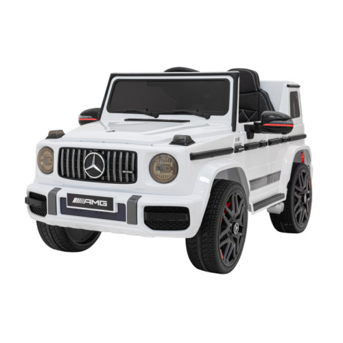 Masinuta electrica pentru copii Mercedes AMG G63 12V 70W, roti EVA, scaun piele, telecomanda parentala, Alb