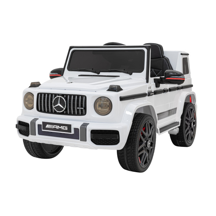 Masinuta electrica pentru copii Mercedes AMG G63 12V 70W, roti EVA, scaun piele, telecomanda parentala, Alb