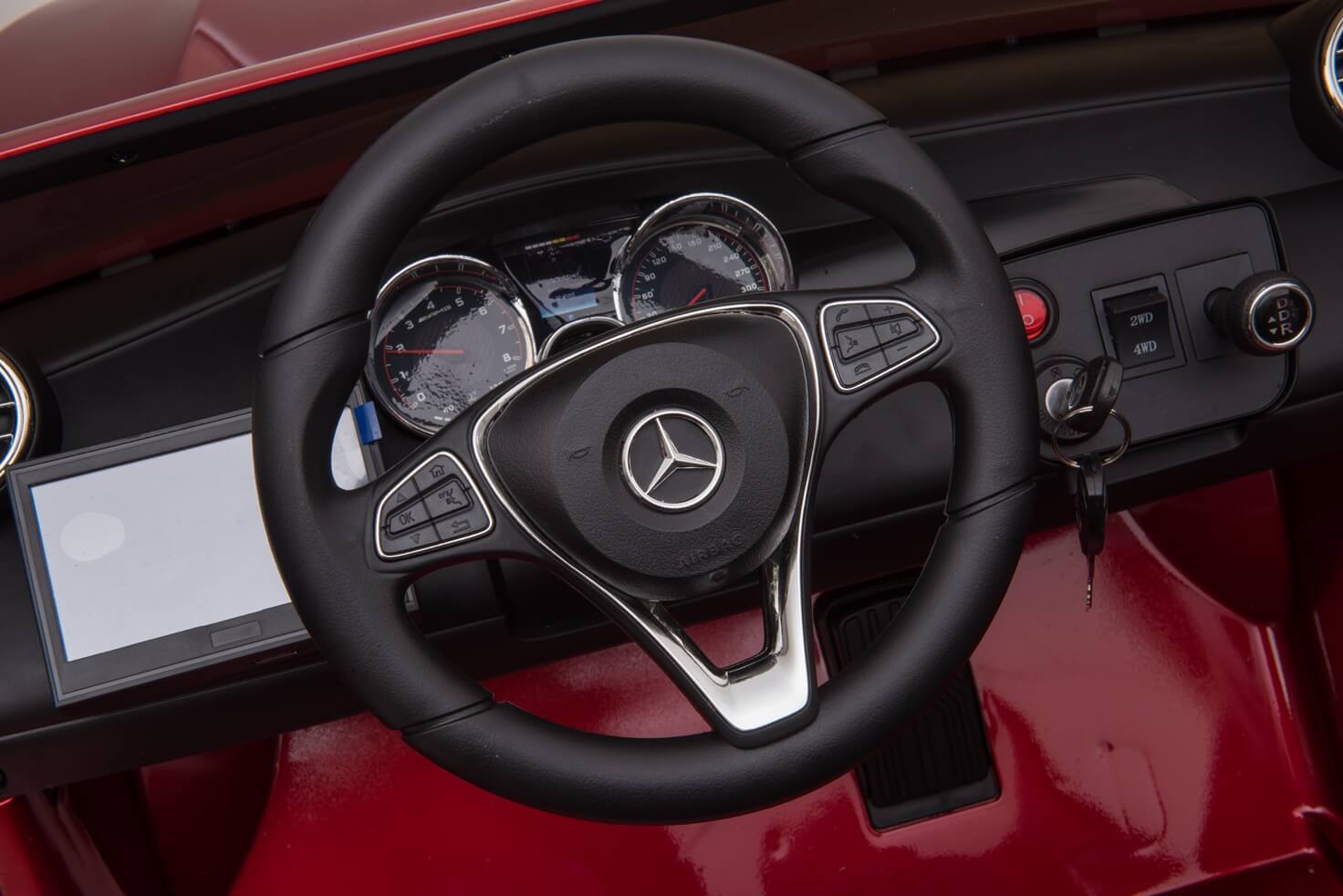 Masinuta electrica pentru copii cu 2 locuri Mercedes AMG GLC 63s 4x4 cu ecran LCD (XMX608) Visiniu metalizat - imagine 7