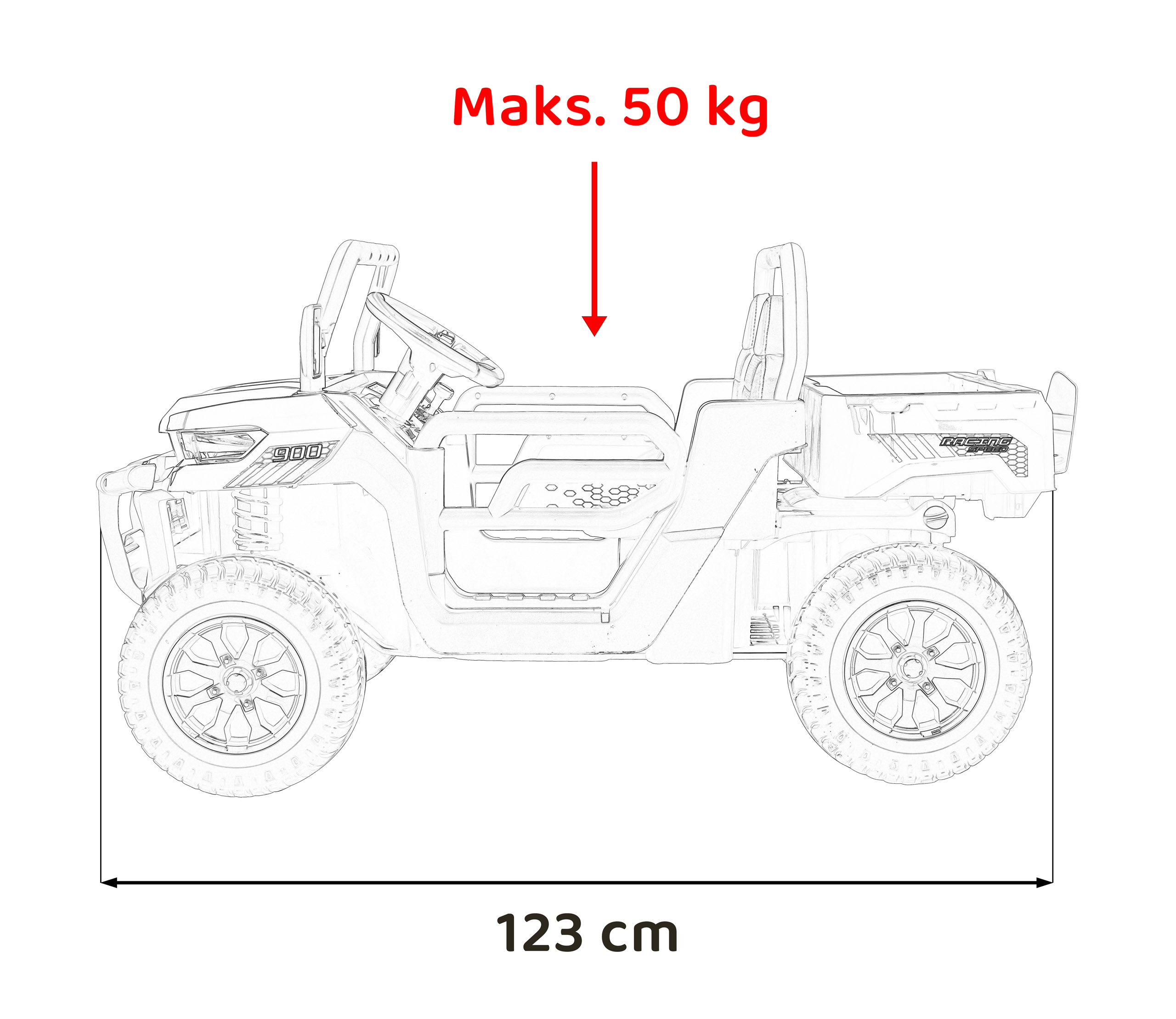 Masinuta eIectrica pentru copii PICK UP SPEED 900 4x4 (623) Alb - imagine 11